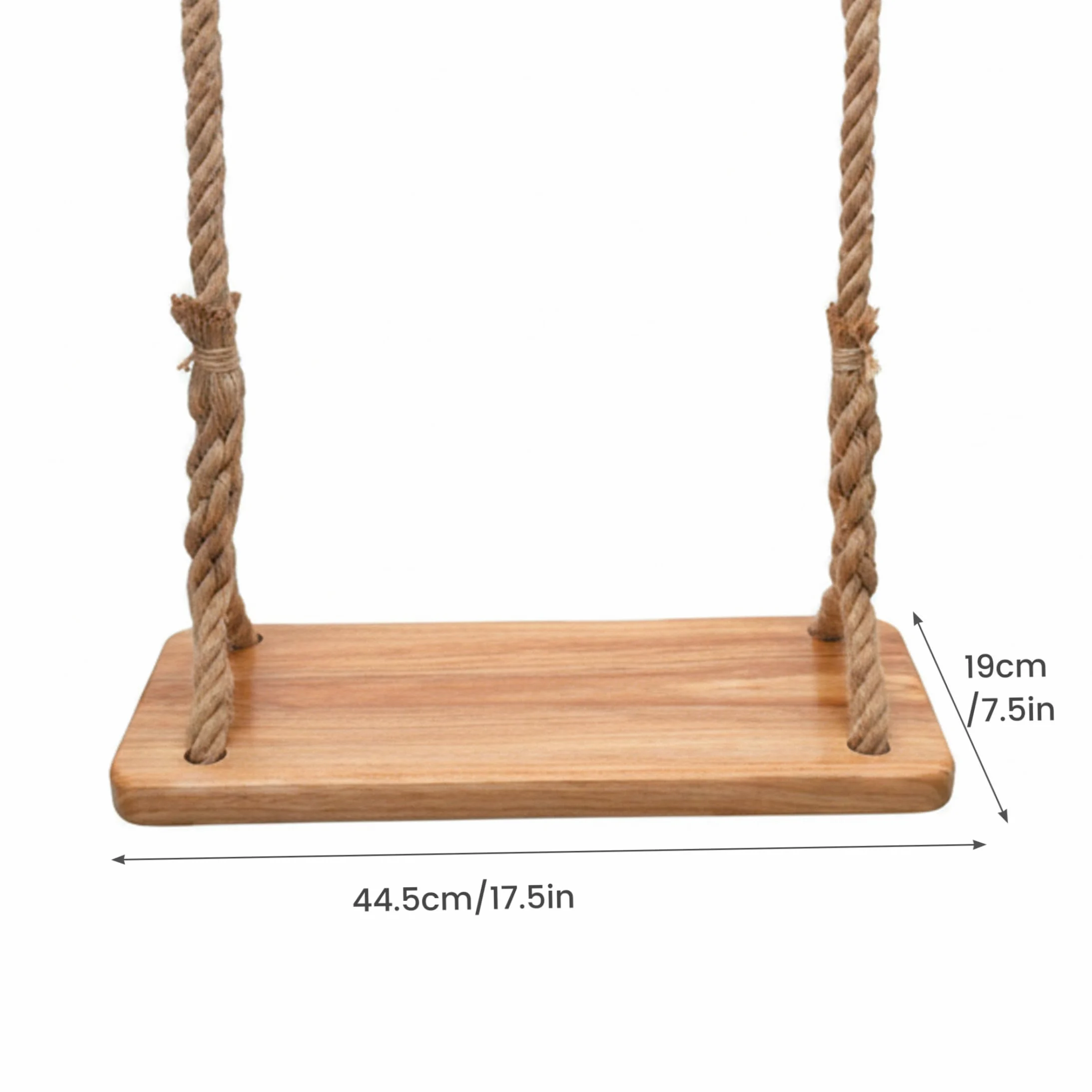 Altalena a trapezio, altalena in legno per esterni, legno di olmo spesso per bambini con corda resistente e parti metalliche, interno/esterno per bambini e adulti, sedile da 15, 75x6, 30 pollici con