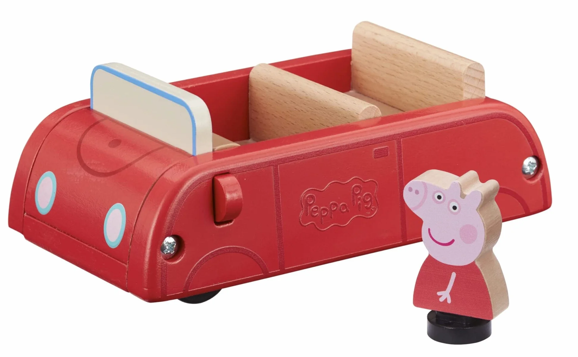 Peppa Pig Wooden Red Car, push along vehicle, imaginative play, preschool toys, fsc certified, sustainable toys, gift for 2-5 years old