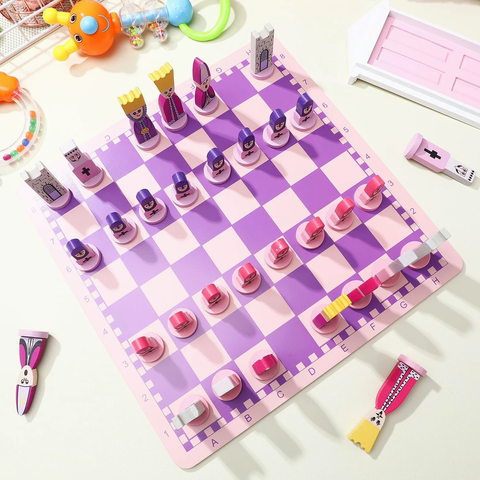 Scacchiera Magnetica da Viaggio Set di Scacchi Pieghevole in Materiale Sintetico Porpora senza Sbavature , Gioco Educativo per Ragazzi e Adulti