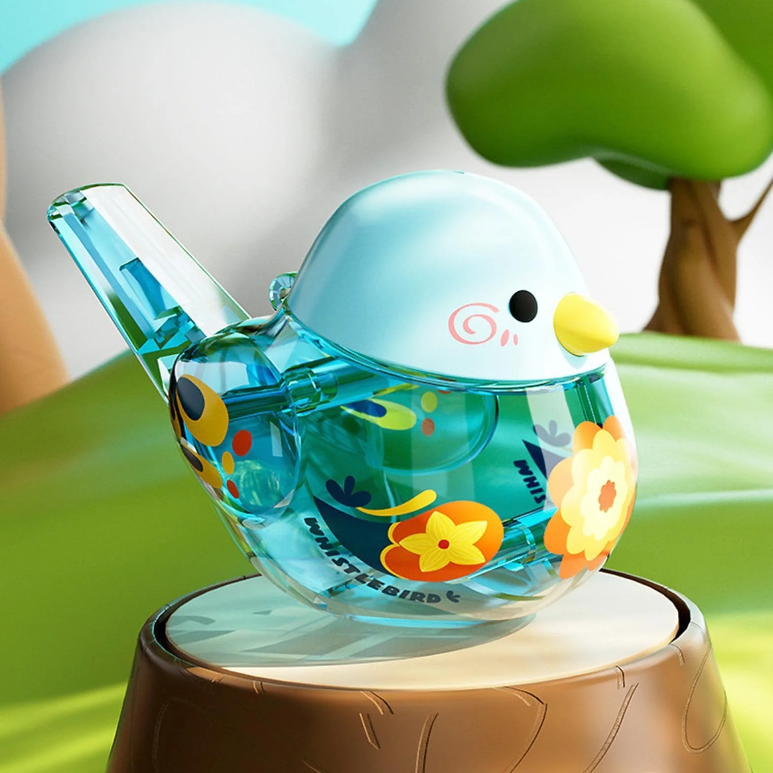 Fischietto portatile per uccelli, giocattolo sensoriale acqua, gadget per bambini con pannello resistente, accessorio scolastico con texture raffinata, 9,4 x 6,1 x 6,1 cm, strumento compatto per la
