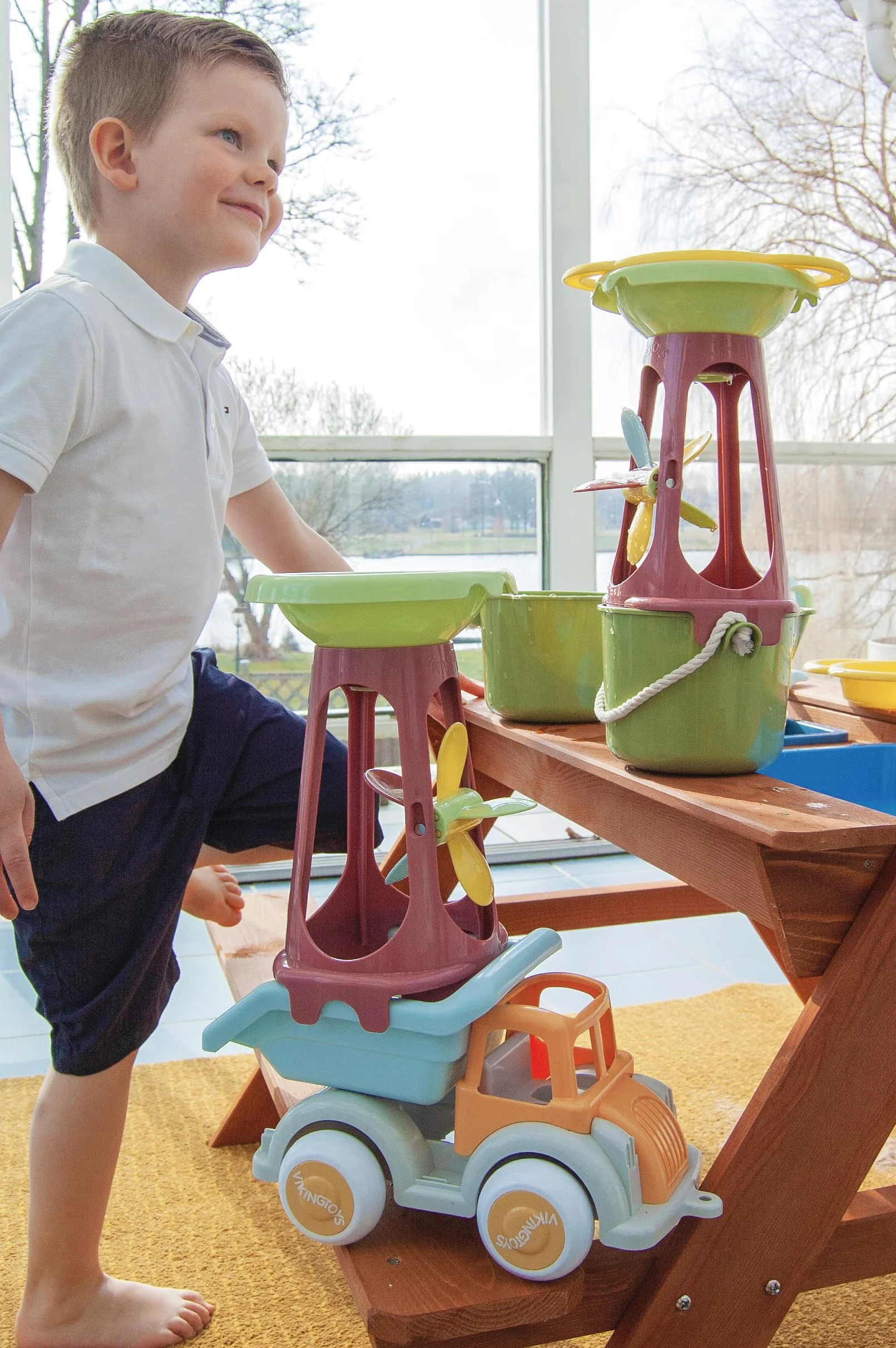 Andreu Toys - Ecoline Sand Mill Sieve & Bucket Giocattoli per la casa, Multicolore (20-82050)