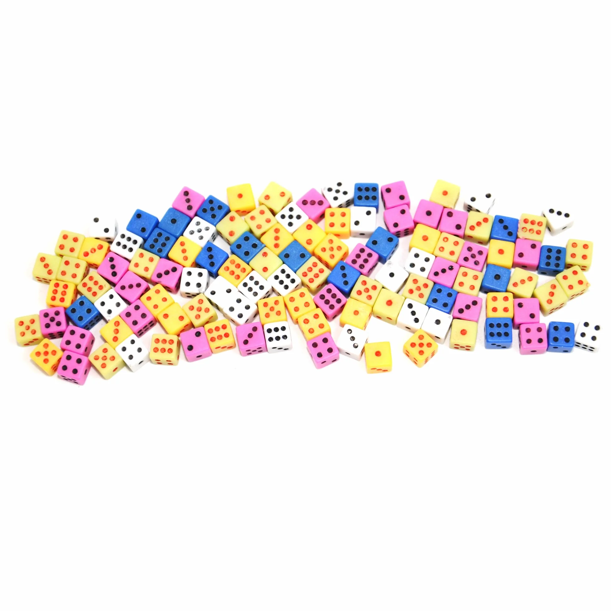 Smartdealspro 100 mini dadi quadrati assortiti D6 per attività a tema casinò, giochi da tavolo, insegnamento matematica, feste (5mm)