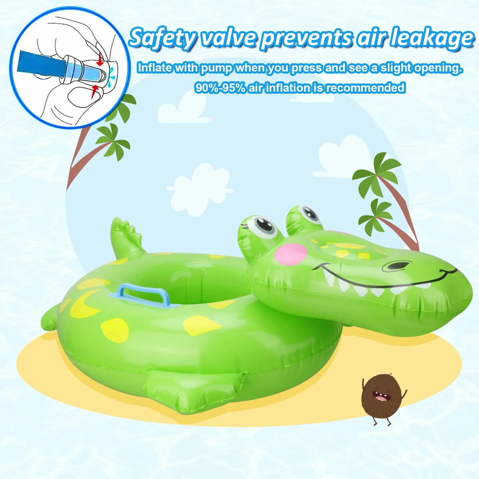 Anello di Nuoto a Forma Coccodrillo, 3D Baby Float Salvagente con Seggiolino, Salvagente Neonato Galleggiante Gonfiabile del Bambino Dell'anello di Nuoto del Bambino, Bambini Piscina Giocattolo