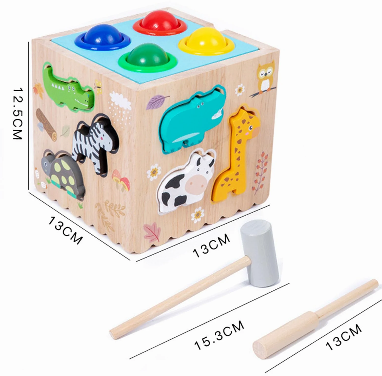 Giocattolo Cubo di attività in Legno Multifunzionale, Set Gioco Educativo Montessori con Martello