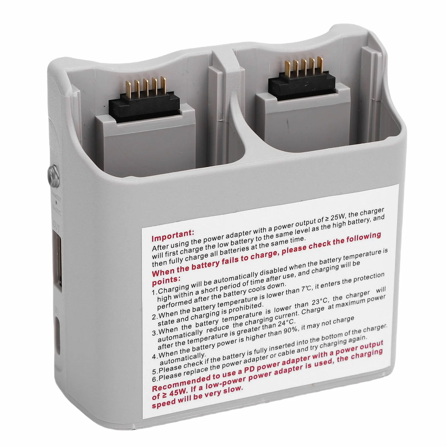 Cryfokt Drone Battery Charging Hub 45W Quick Charge Solution | Capacità di ricarica rapida, Adatto al drone NEO, Fattore di forma compatto, Supporto doppia batteria, Tecnologia di
