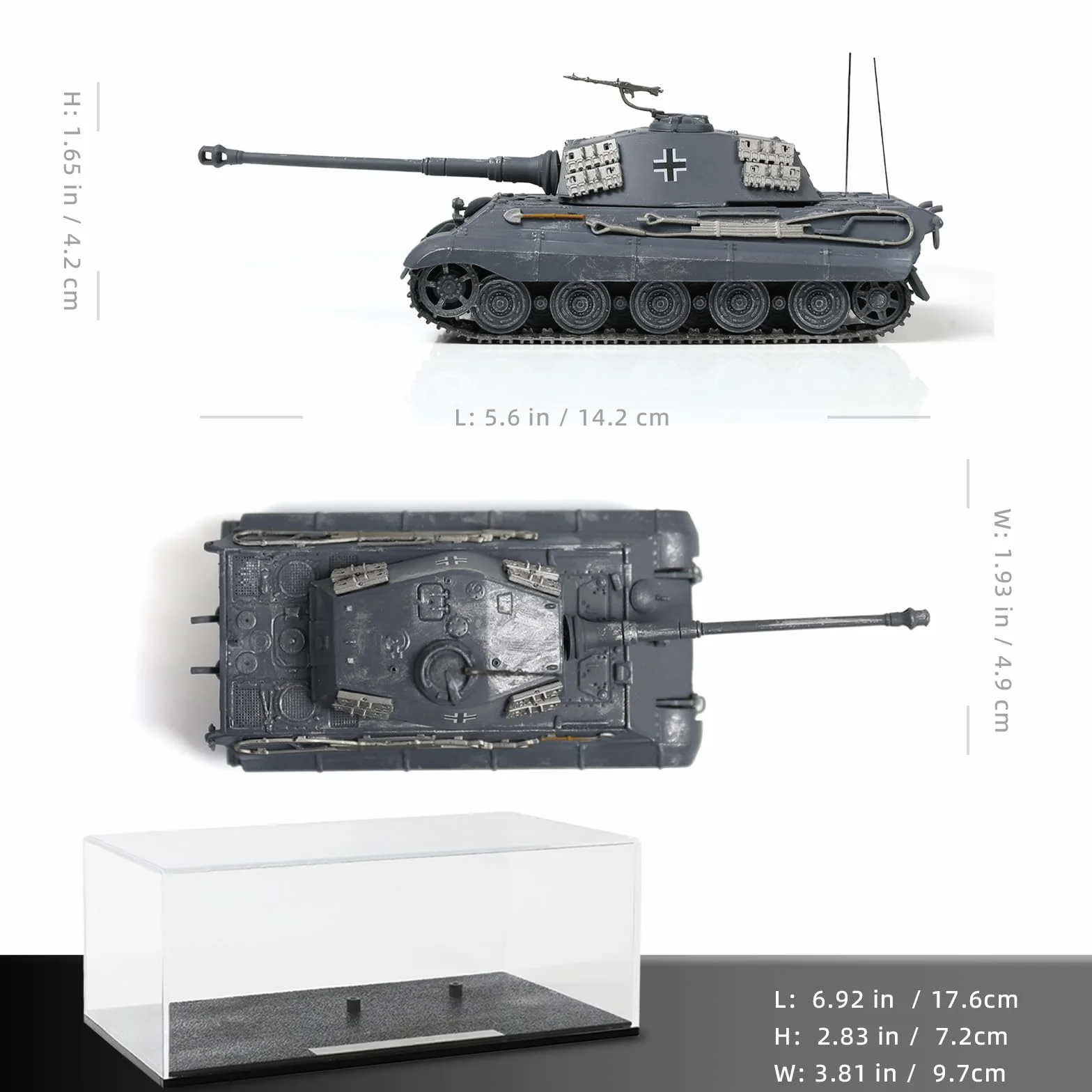 NUOTIE Modello di carro armato militare in scala 1:72, metallo in lega pressofuso, Tiger II Berlino 1945, veicolo militare, carro armato Mini 1945
