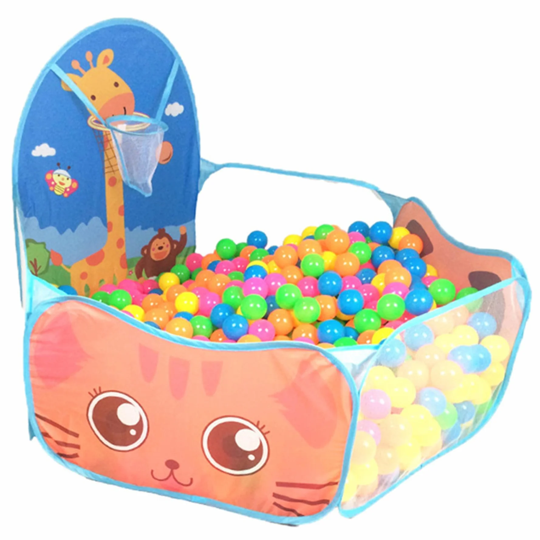 Piscina con Palline per Bambini, Vasca con Palline in Schiuma Pieghevole Pop-up con canestro da Basket, Resistente agli Strappi per i più Piccoli, Non Incluse