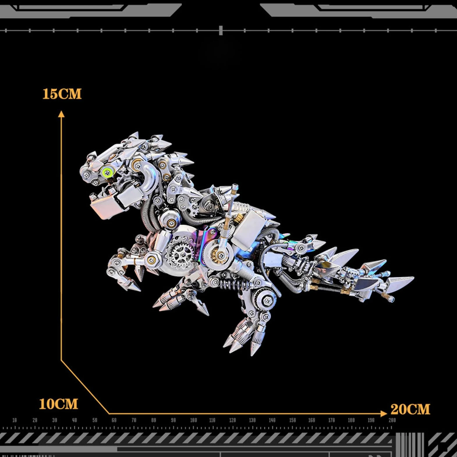 Kit di puzzle 3D in metallo dinosauro - Modello Steampunk T-Rex con ali e opzioni Gat-ling - Set di montaggio fai da te in acciaio inossidabile - Perfetto per adulti, appassionati di artigianato e