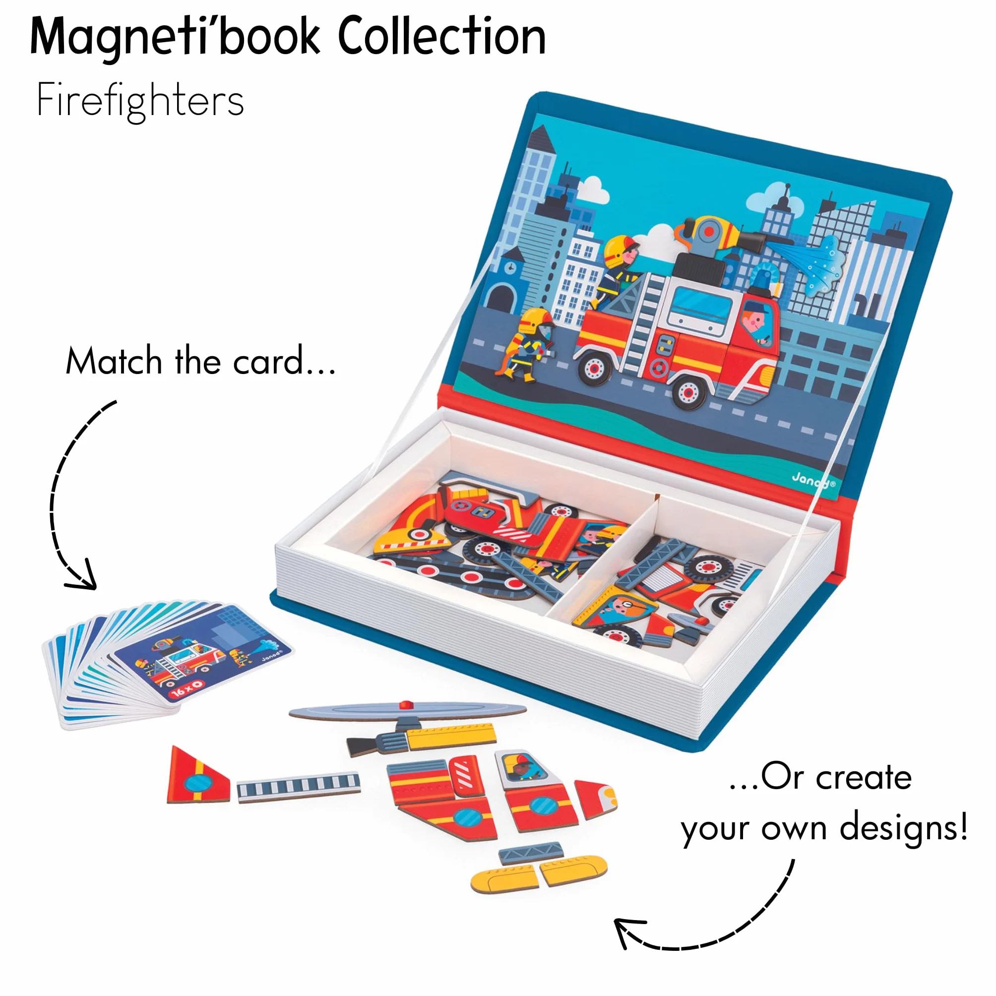Janod Magnéti'Book Pompieri Gioco Educativo Magnetico 60 Calamite 18 Modelli
