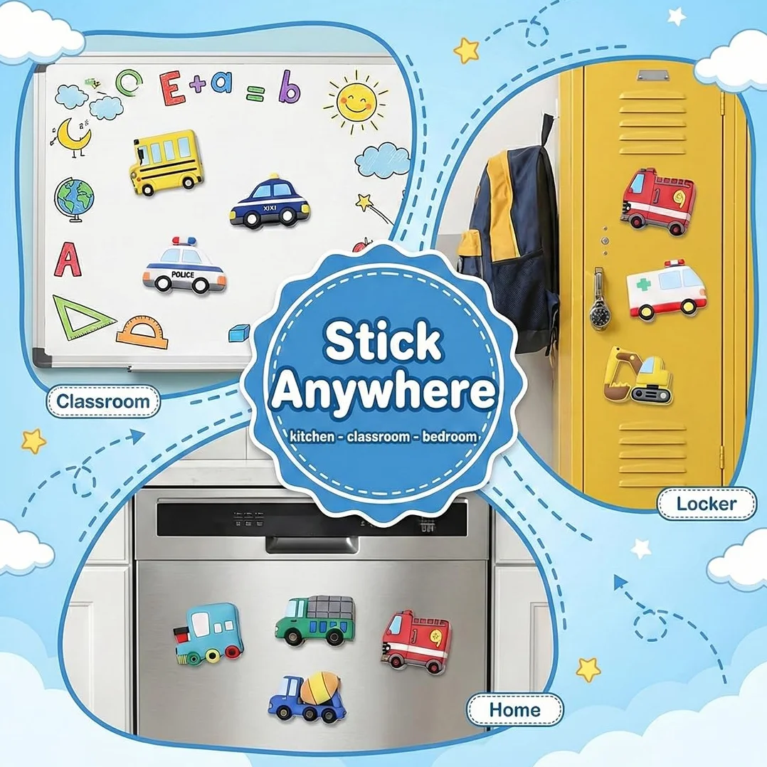 10 Pezzi Magneti Da Frigorifero Bambini, Calamite Bambini, Auto Calamite da Frigo,Auto Magnetici per Lavagna,Magnetici,Simpatici Magneti da Frigorifero,per Bambini Che Imparano Lavagna