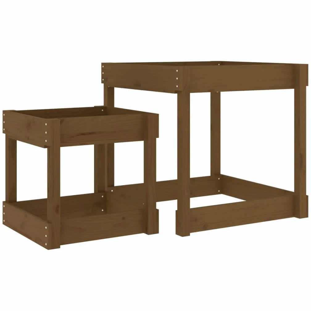 Tavoli Sabbiere 2 pz Marrone Ambra in Legno Massello di Pino,Giochi e giocattoli,Attrezzatura gioco per esterni-825054