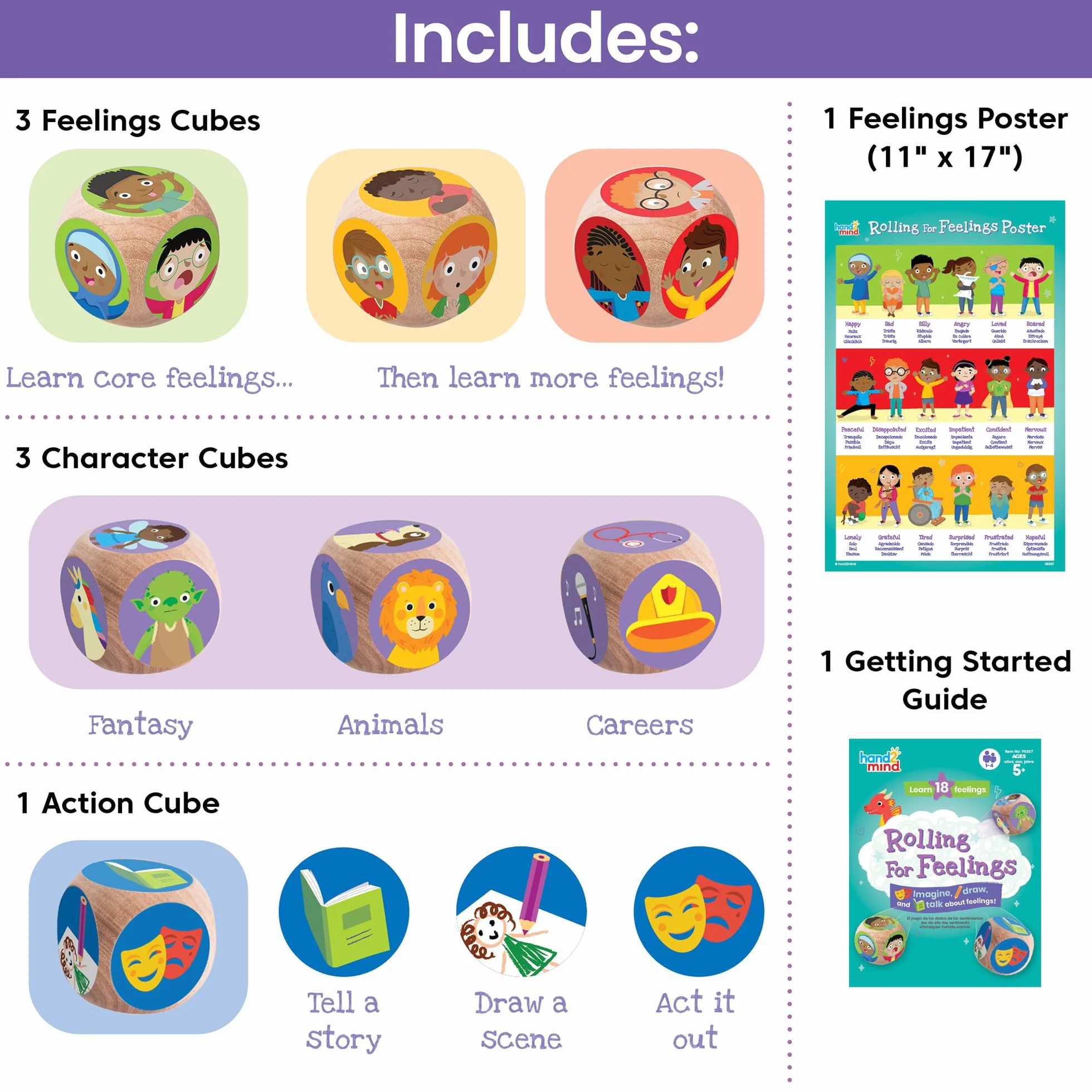Gioco dei Dadi dei Sentimenti Learning Resources, attività di apprendimento Socio-emotivo, dai 5 Anni in avanti, 8 Pezzi, Giochi con Il Dado per la Famiglia, Giochi sulle Emozioni