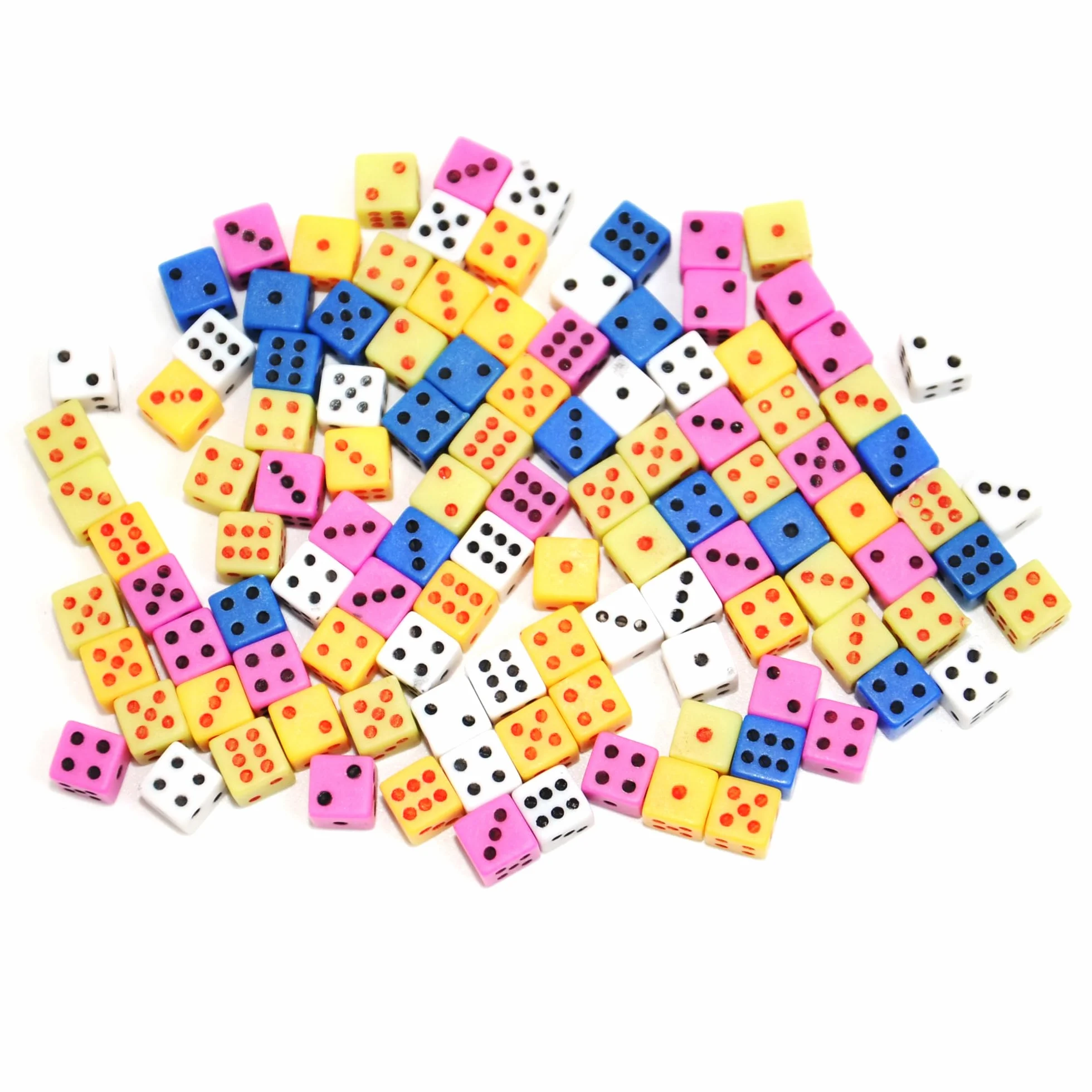 Smartdealspro 100 mini dadi quadrati assortiti D6 per attività a tema casinò, giochi da tavolo, insegnamento matematica, feste (5mm)