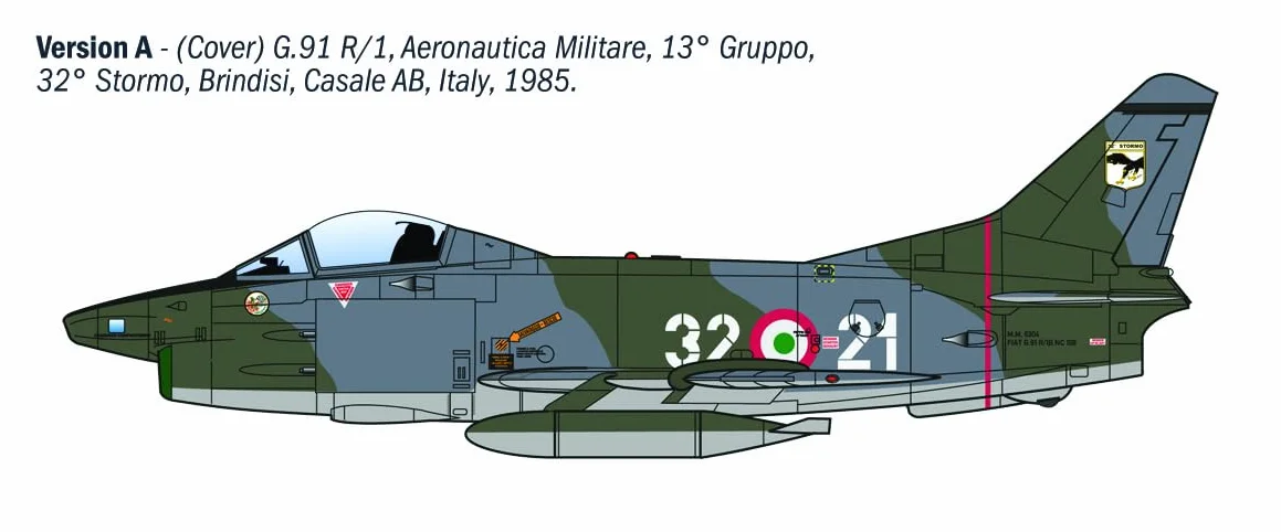Italeri 92645 FIAT G.91 R, scala 1:48, Plastic Model Kit/Modello in plastica da montare
