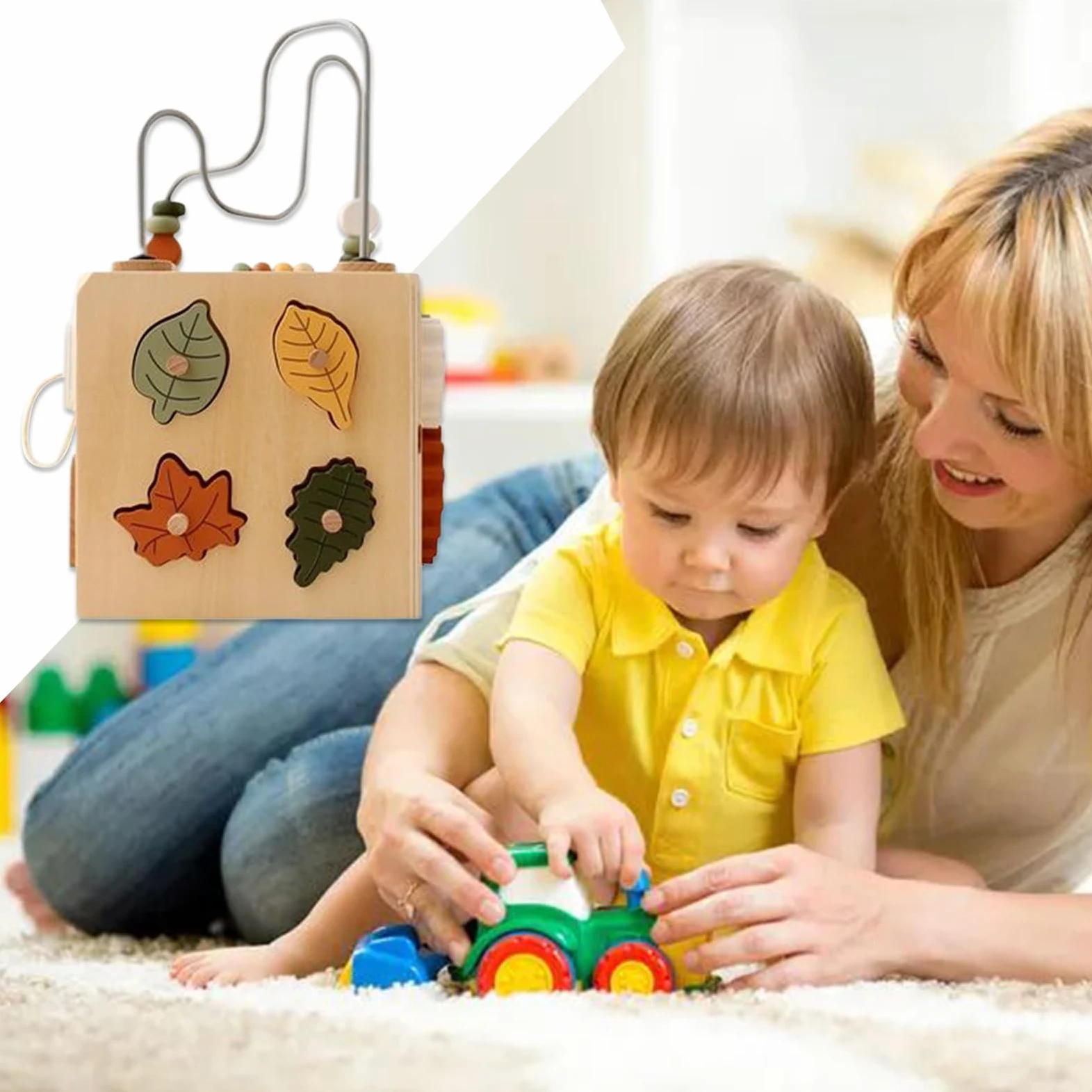 Perline Di Legno Da Infilare Giocattolo Impilabile a Colori | Educativo Apprendimento Classificazione Per Bambini 1-3 Anni Ragazza Ragazzo Casa Viaggi Famiglia