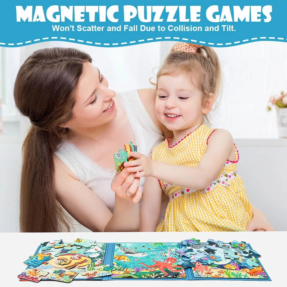 Aolso Puzzle Magnetici Montessori Giochi per Bambini 3-7 Anni Esplorazione Sottomarina