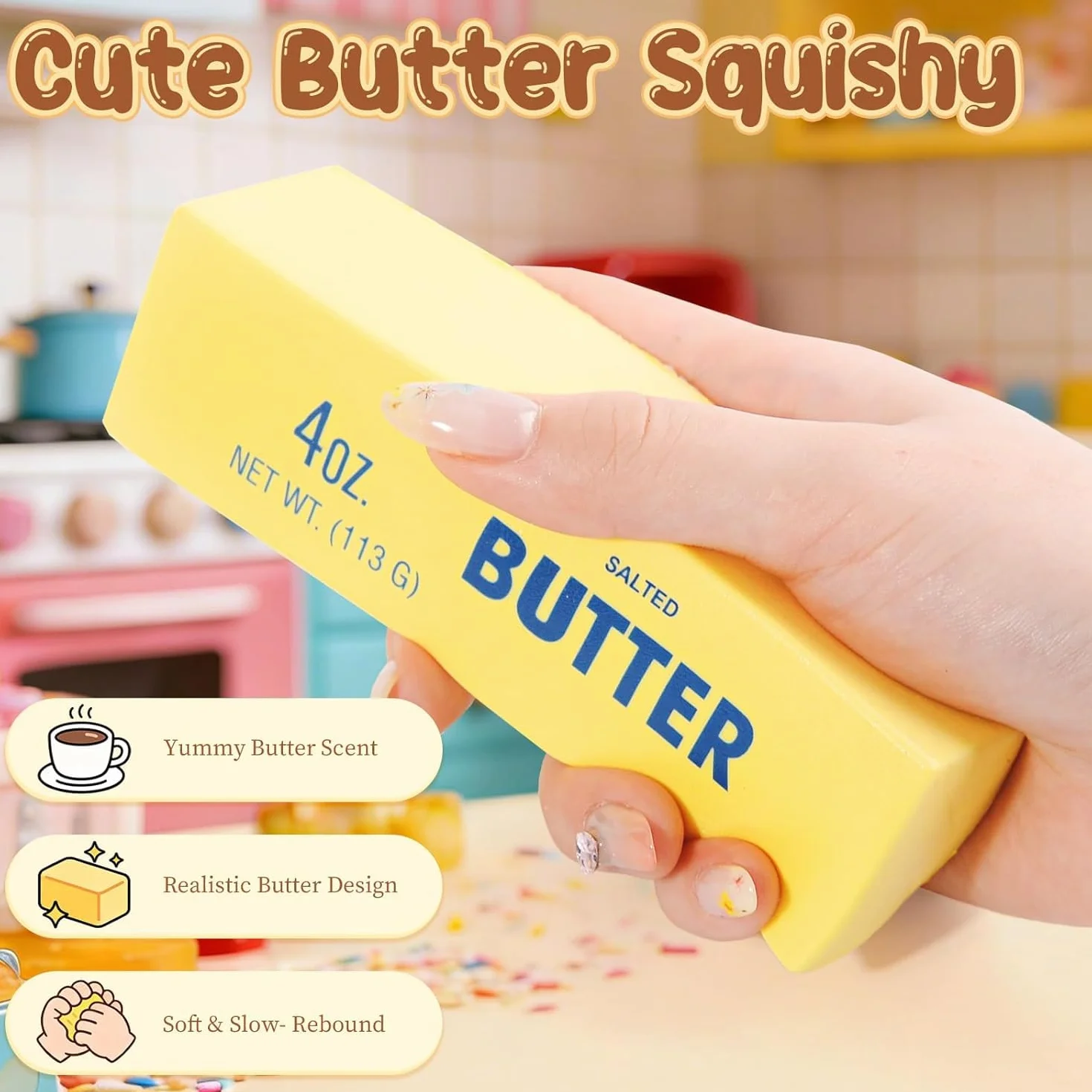 Butter Squishy Giocattolo Antistress in PU a Lenta Crescita per Bambini Adulti