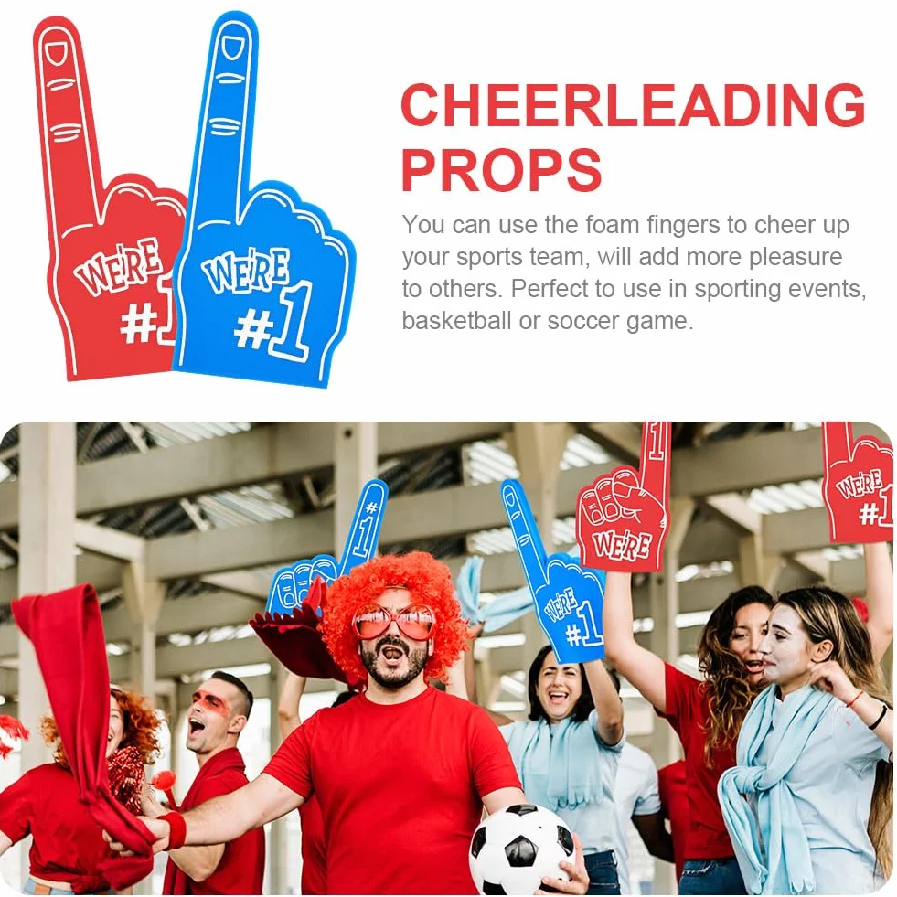 Aolso 2 Dita Giganti in Schiuma per Feste Eventi Sport Cheerleading Rosso Blu