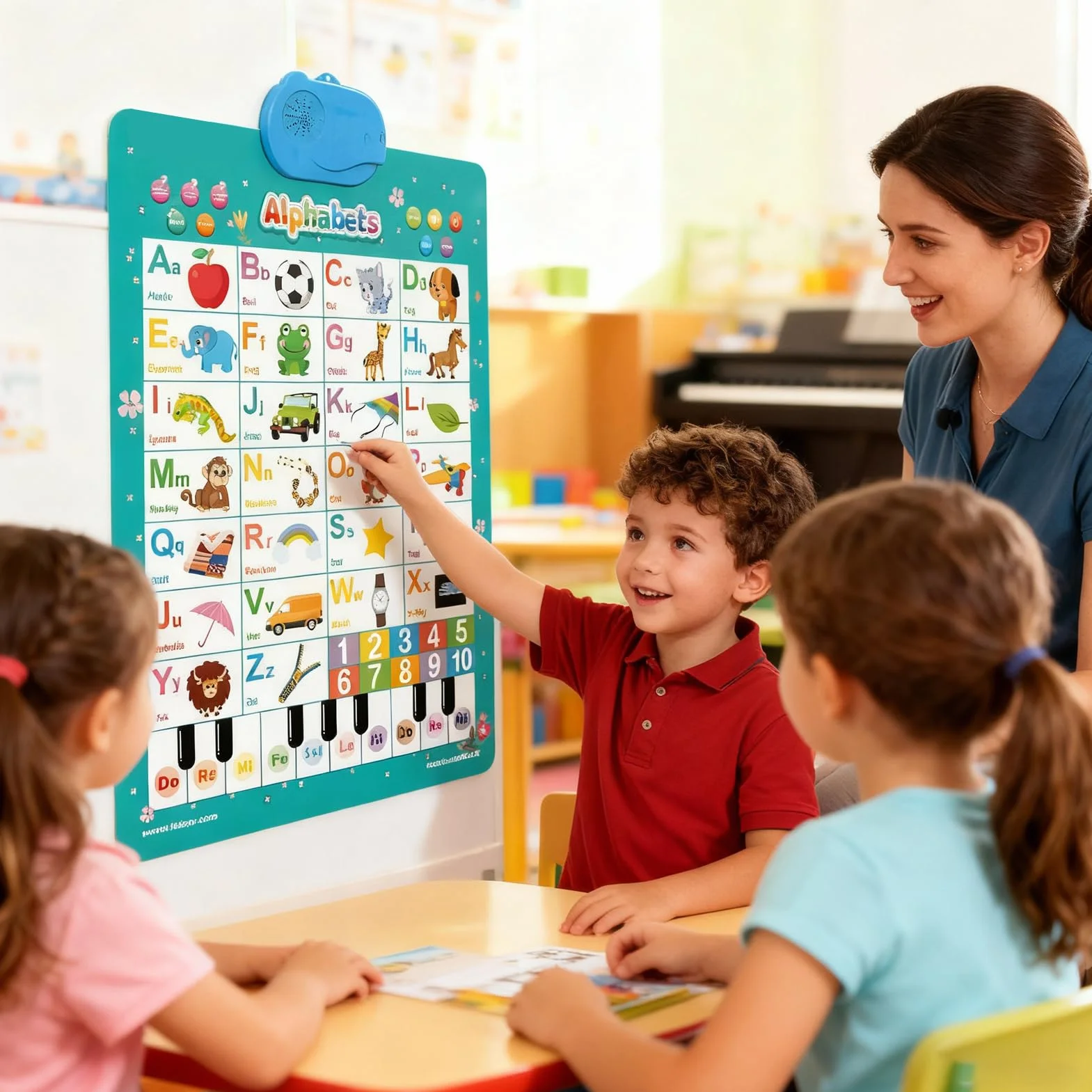 Tabella Elettronica Alfabeto Parete, Giocattoli Elettronici Interattivi Alfabeto, Poster Alfabetos Apprendimento Tattile Tabella Parlante Parete, Divertente Educativo Parlante Giocattolo Didattico