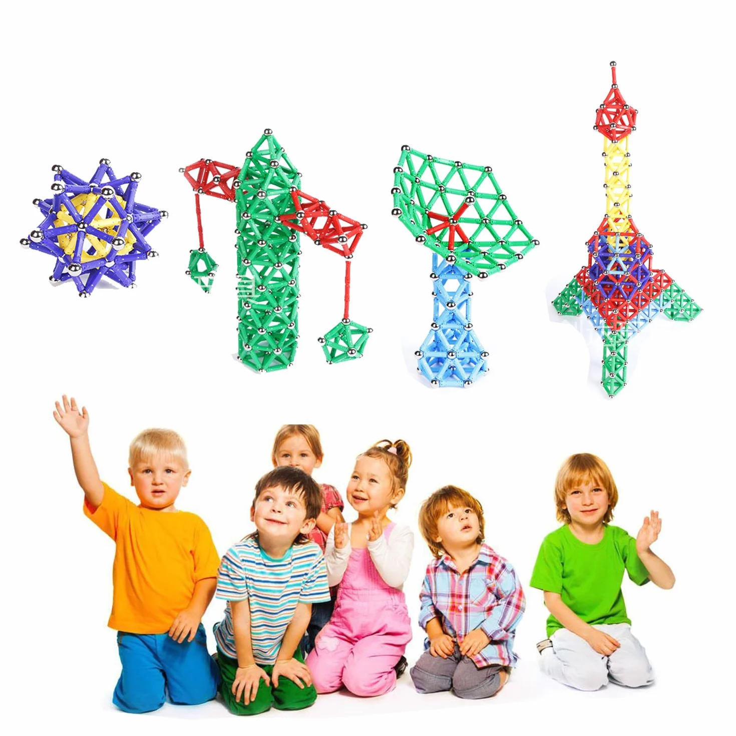 160 pezzi puzzle blocchi magnetici giocattoli, costruzione di magnete Kit di costruzione educativi per bambini che giocano gioco impilabile con mattoni e bastoncini magnetici