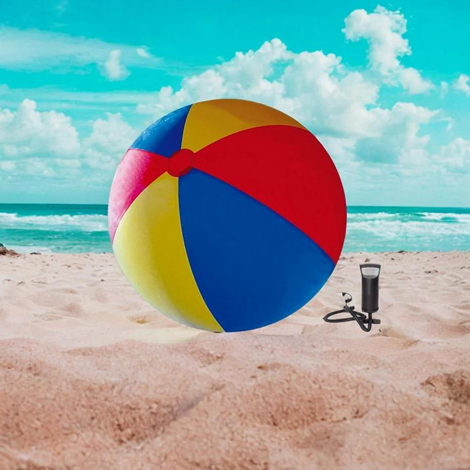 Pallone da Spiaggia Gonfiabile Interattivo in PVC per Giochi Estivi All'aperto, per Feste Ed Eventi, con Pompa Manuale, Diametro 200 Cm
