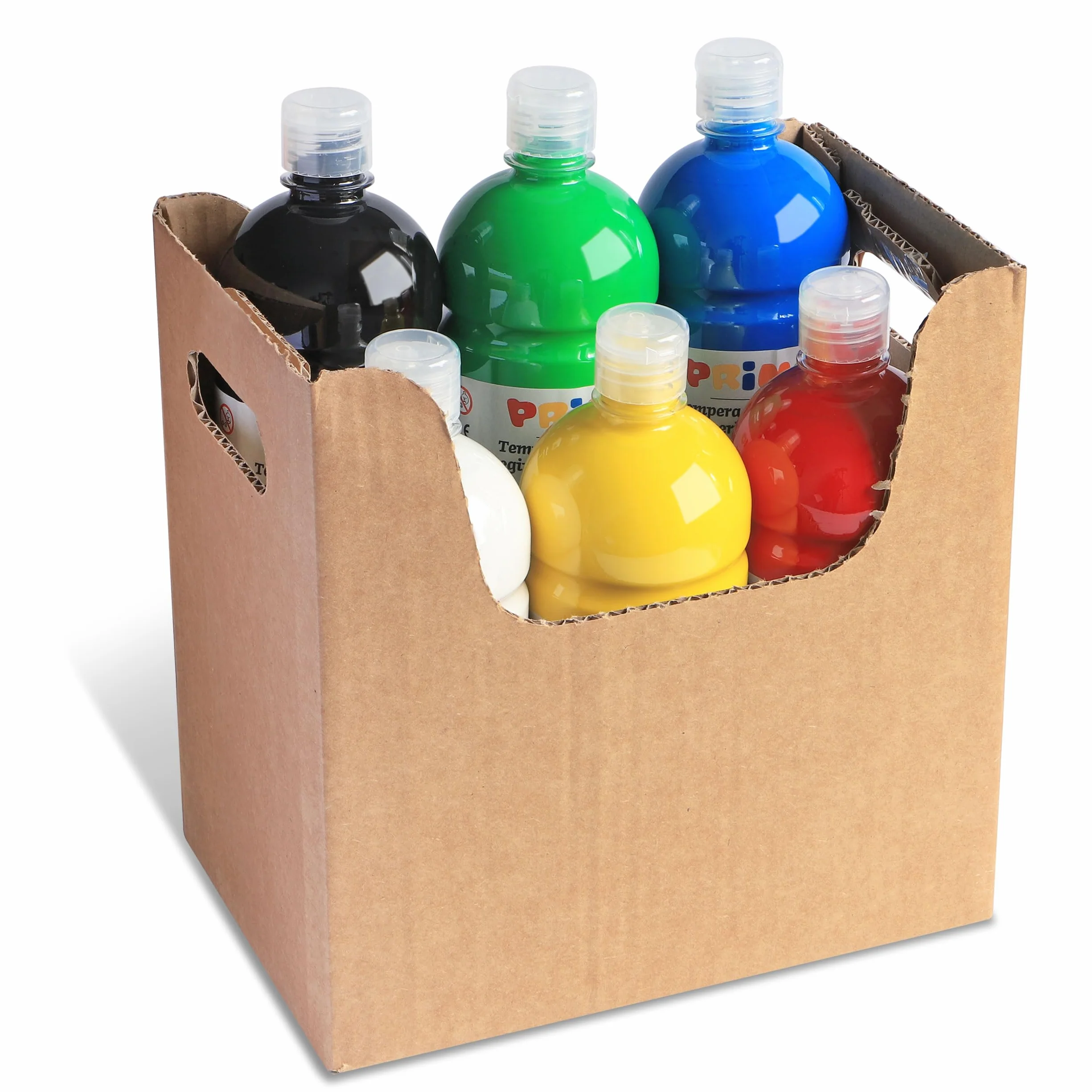 PRIMO Tempere Lavabili per Bambini 6 Colori 1L con Dosatore Pittura Carta Stoffa Vetro