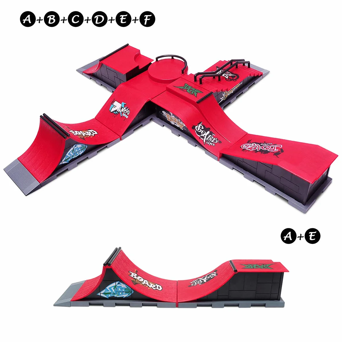 KETIEE Mini Skateboard da Dita con Rampa e Set di Accessori, Mini Finger Skateboards Rampa, Finger Toy Skatepark Rampe, Fingerboard Skate Park Kit per i Regali dei Bambini