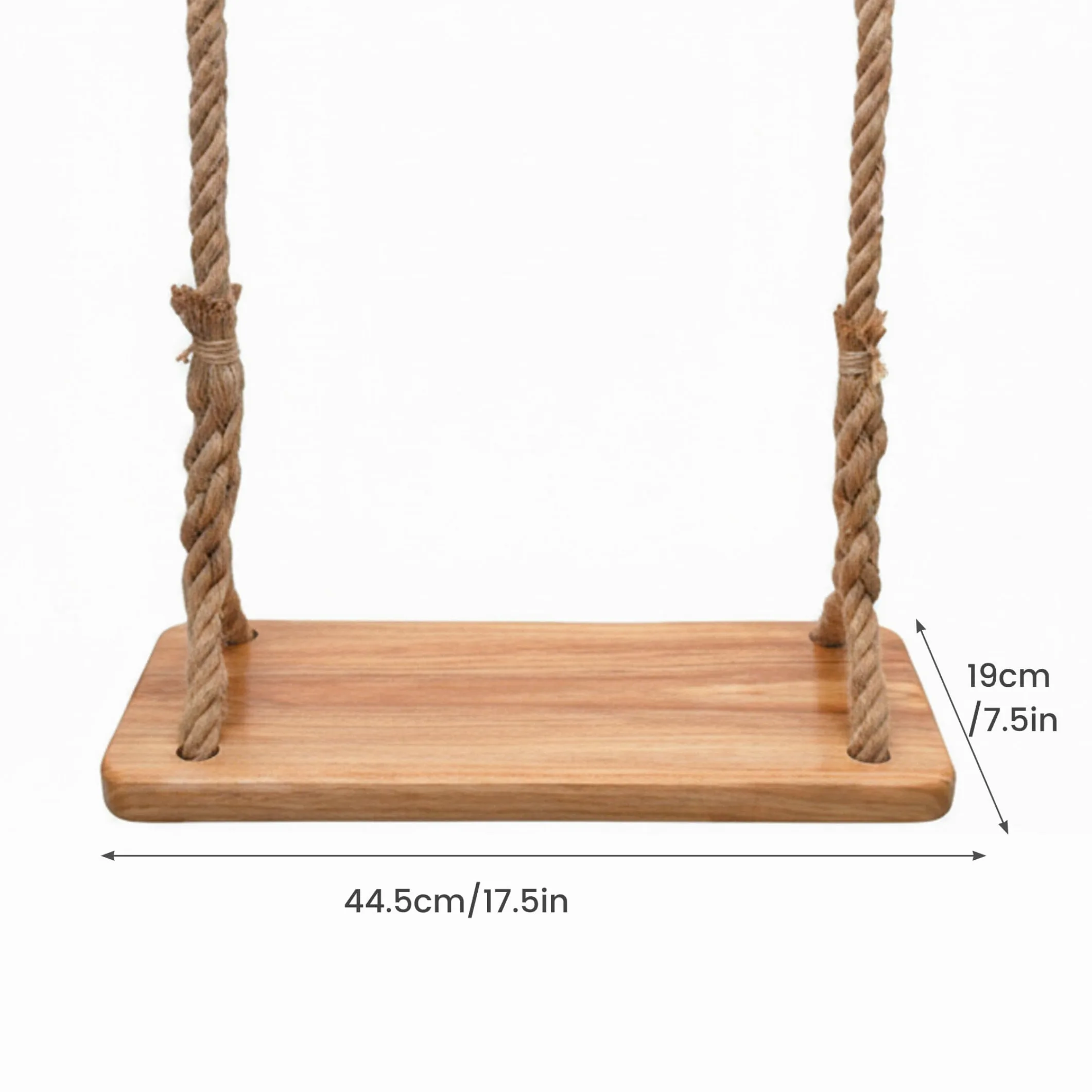 Altalena a trapezio da 15, 75x6, 30 pollici, altalena da esterno per bambini in legno di olmo spesso con corda resistente e parti metalliche, per interni ed esterni per bambini e adulti, con