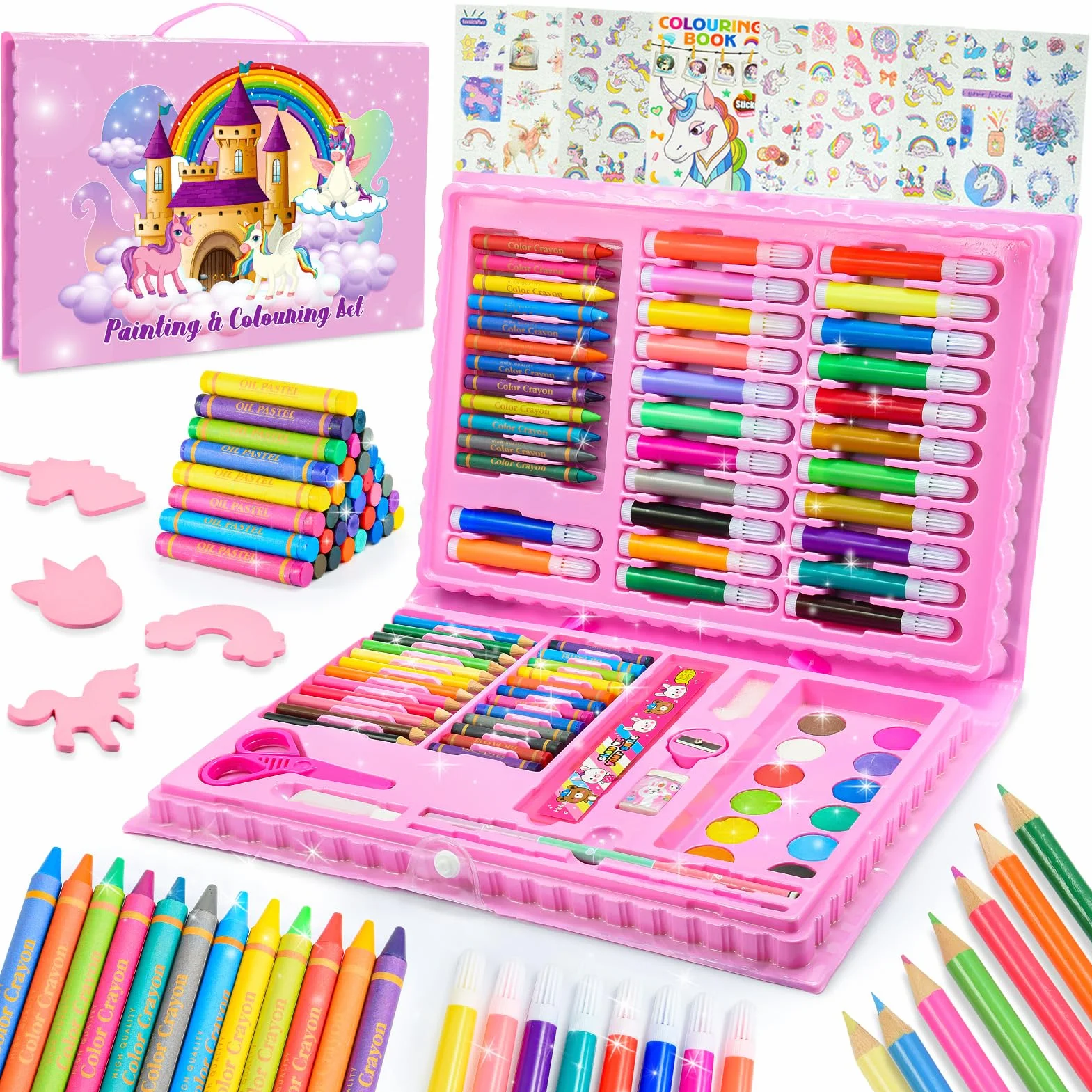 Regalo Bambina 4-10 Anni Valigetta Matite Colorate Acquerelli Giochi
