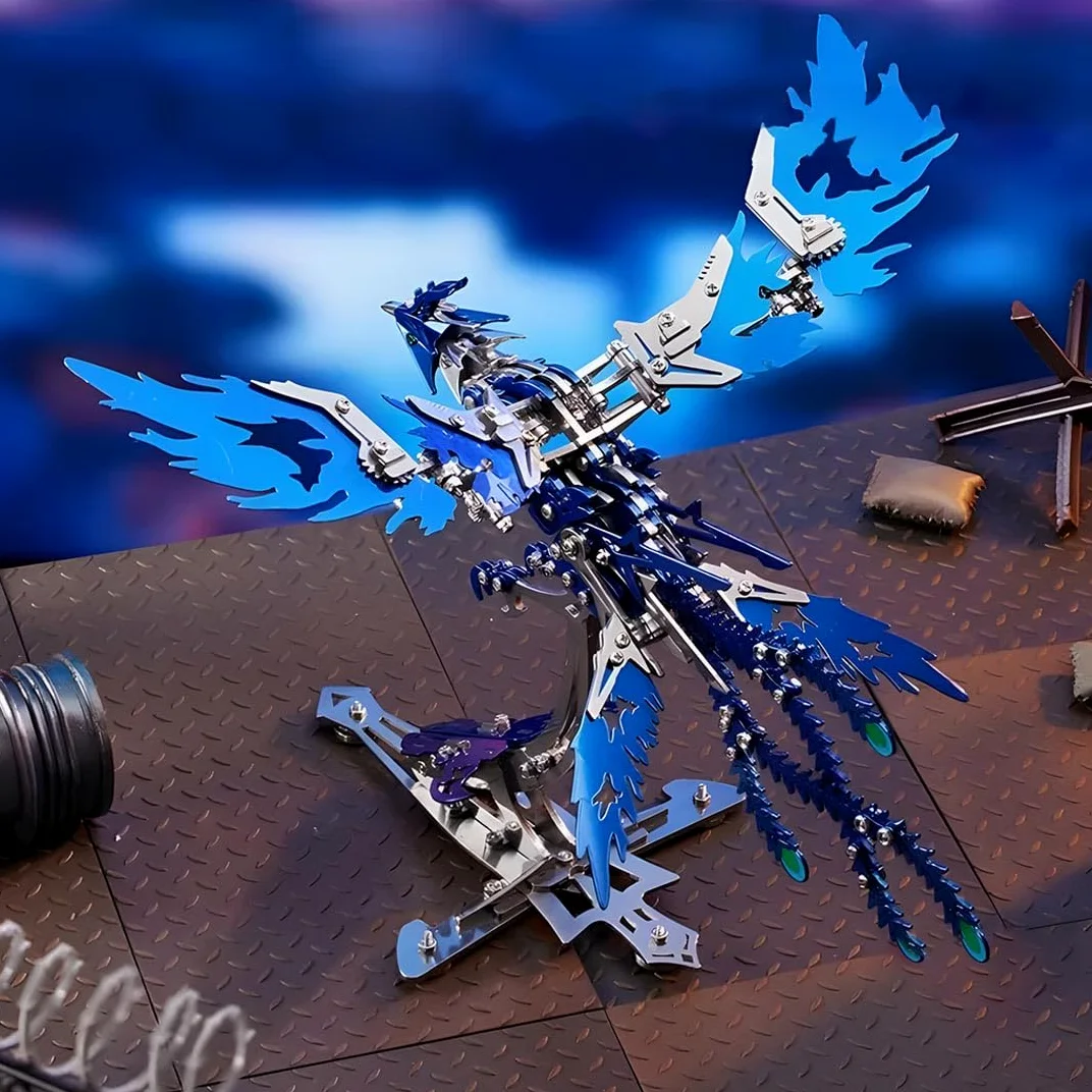 Kit di montaggio 3D in metallo Phoenix, kit di montaggio per modellini di fenice natalizia, kit di rompicapo per adulti, puzzle meccanico in metallo, 358 pezzi
