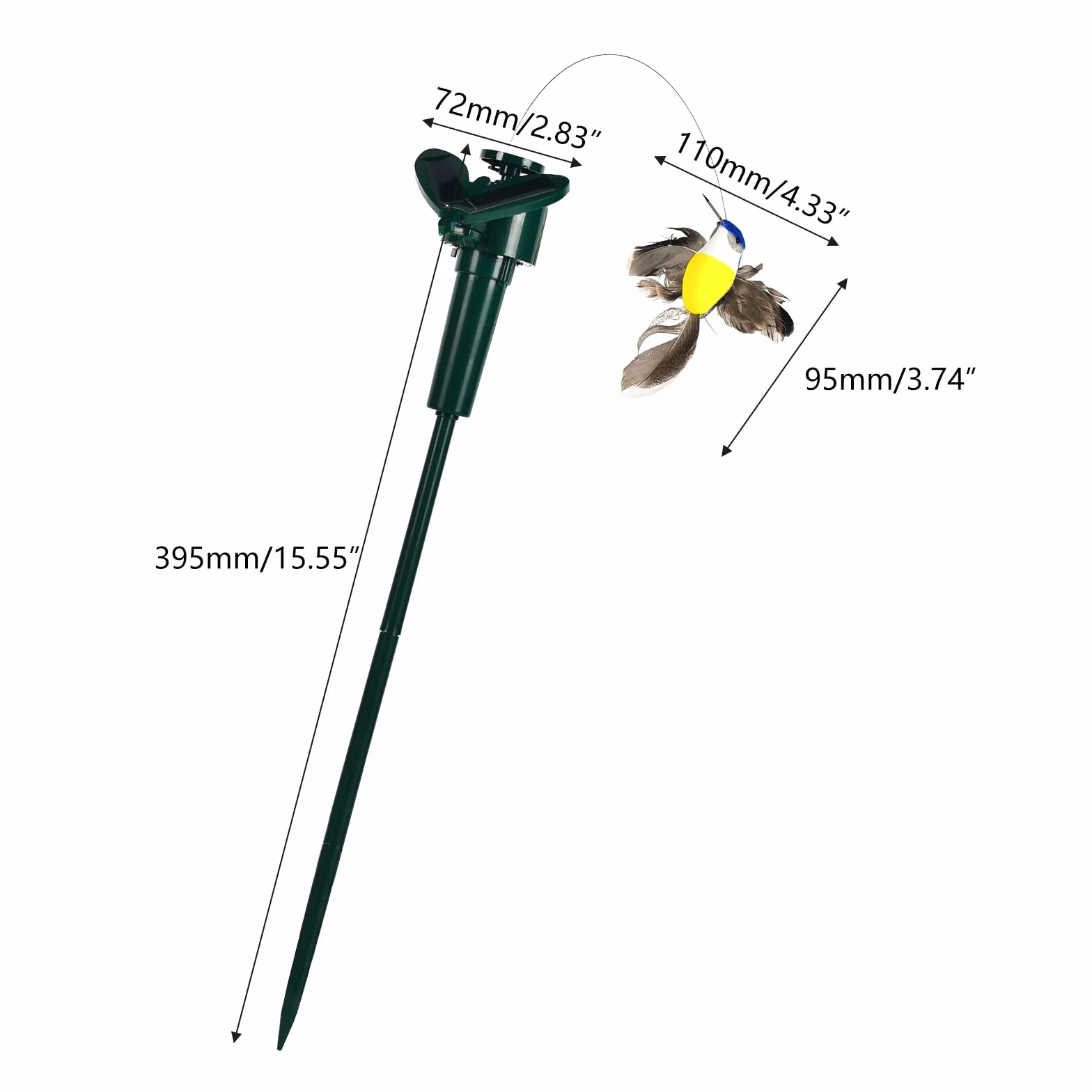SEIWEI Farfalla da giardino, 2 pezzi, alimentato a energia solare/a batteria, decorativo, volante, colibrì, farfalla, simulazione uccello per giardino, cortile, piante, fiori, patio, paesaggio