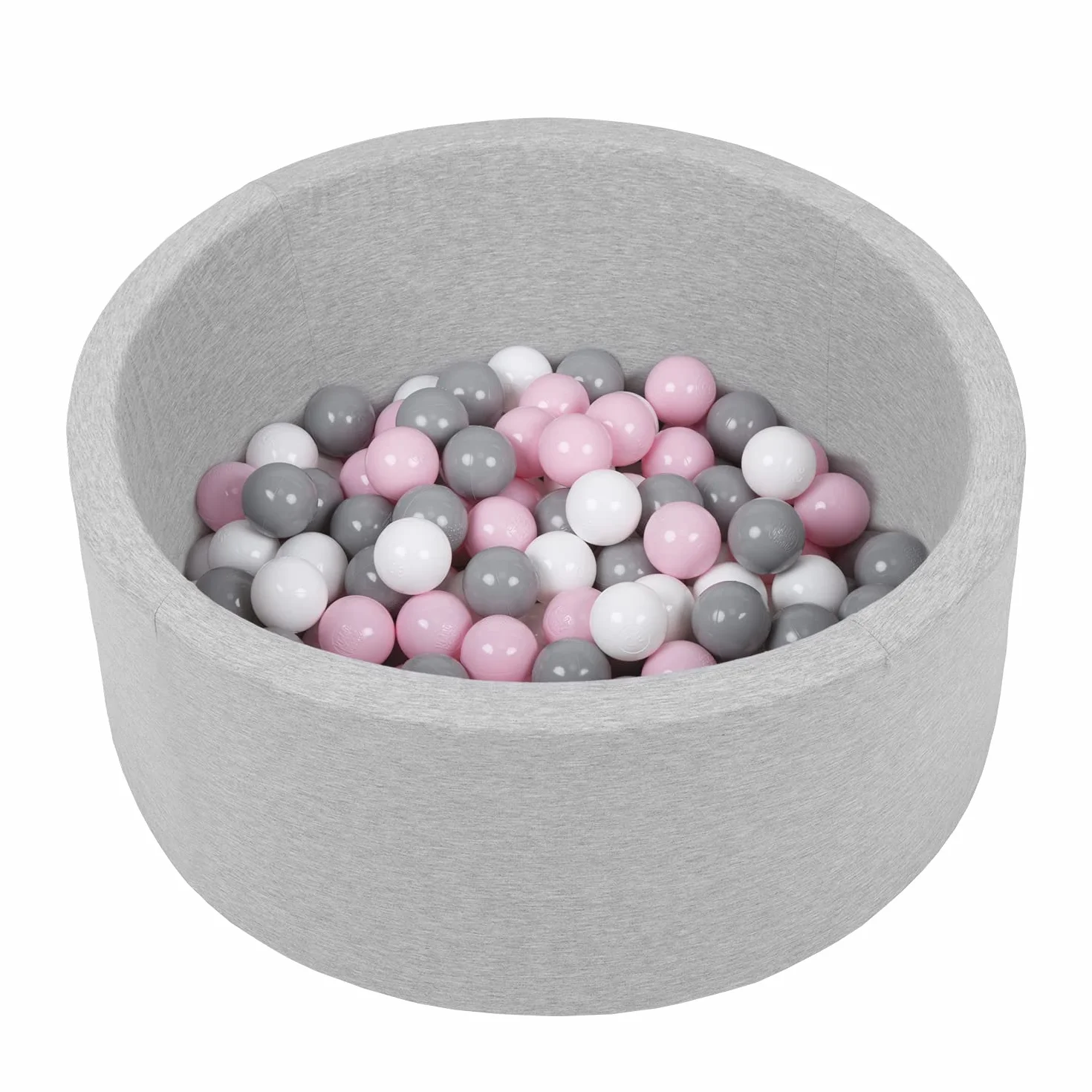 SELONIS Piscina Soffice per Bambini 70X30cm/150 Palline Rotonda, Grigio Ch:Bianco/Grigio/Rosa Ch