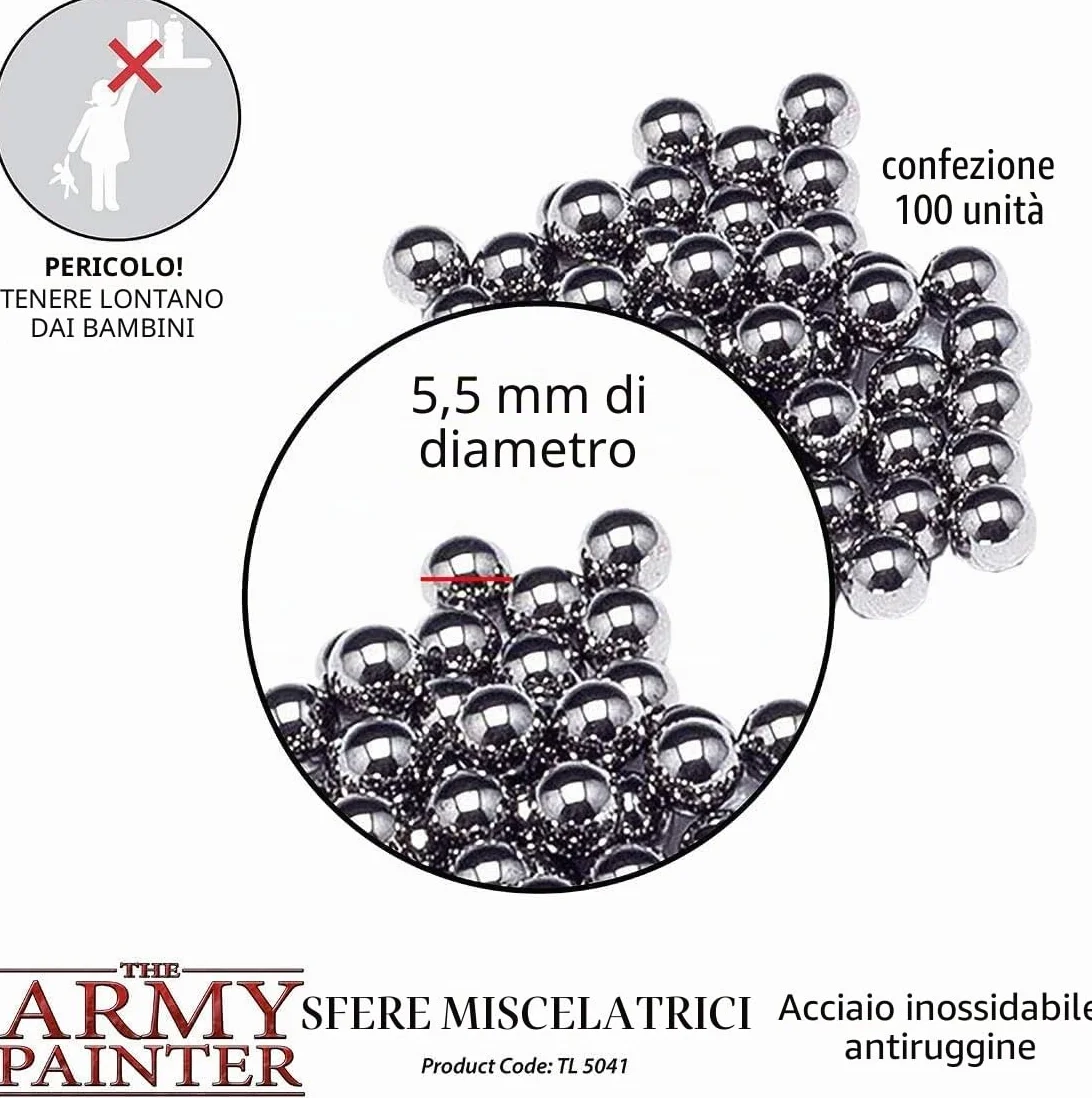 The Army Painter Mixing Balls, 100pz Palline di Agitazione dell'Inchiostro Inossidabile Inossidabile, Palline Agitatrici di 5,5 mm Ideali come Bottiglie di Pittura Acrilica Miniature