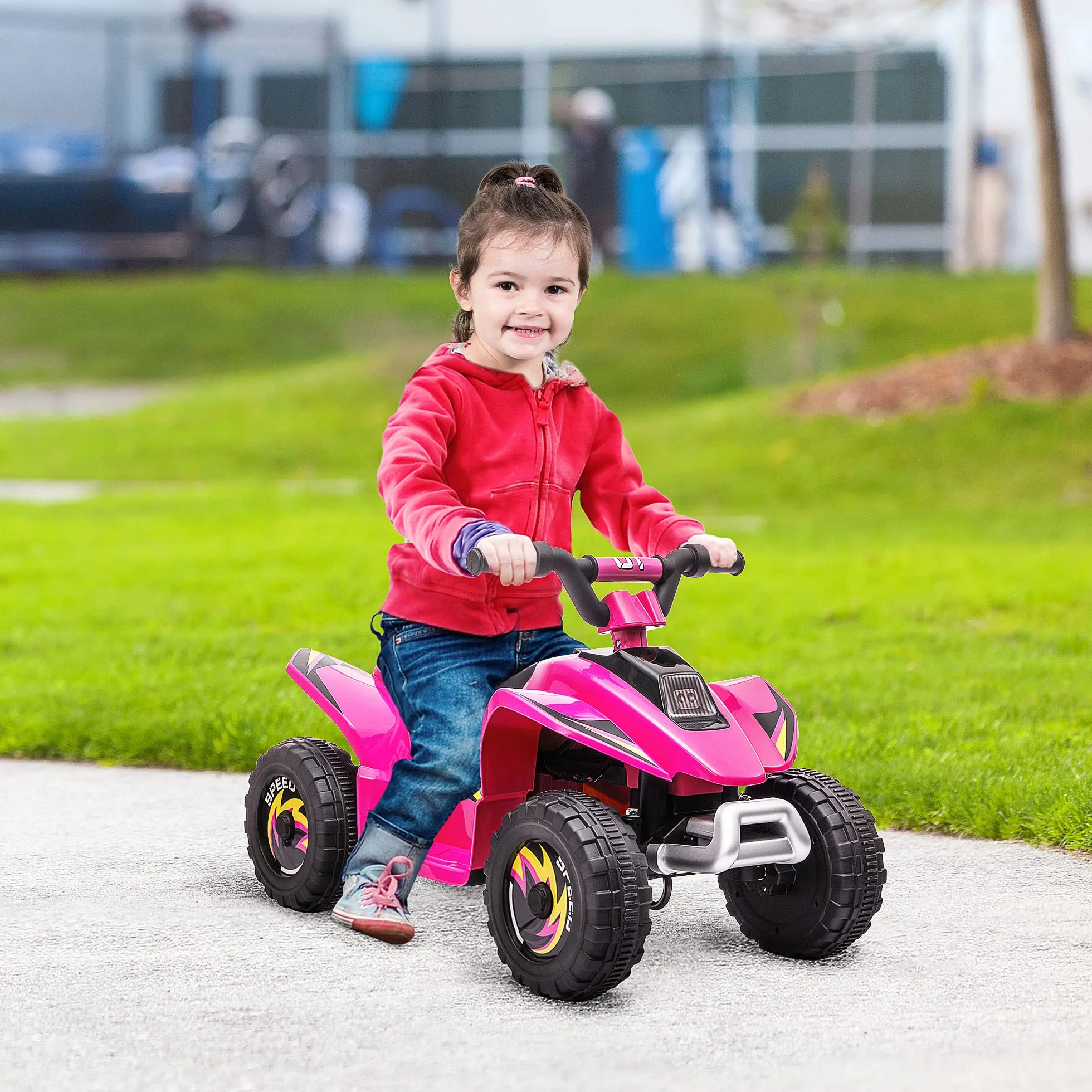 HOMCOM Quad Elettrico per Bambini da 18-36Mesi con Batteria Ricaricabile 6V, Velocità 2.8-4.6km/h, Funzione Avanti e Indietro, 72x40x45.5cm, Rosa