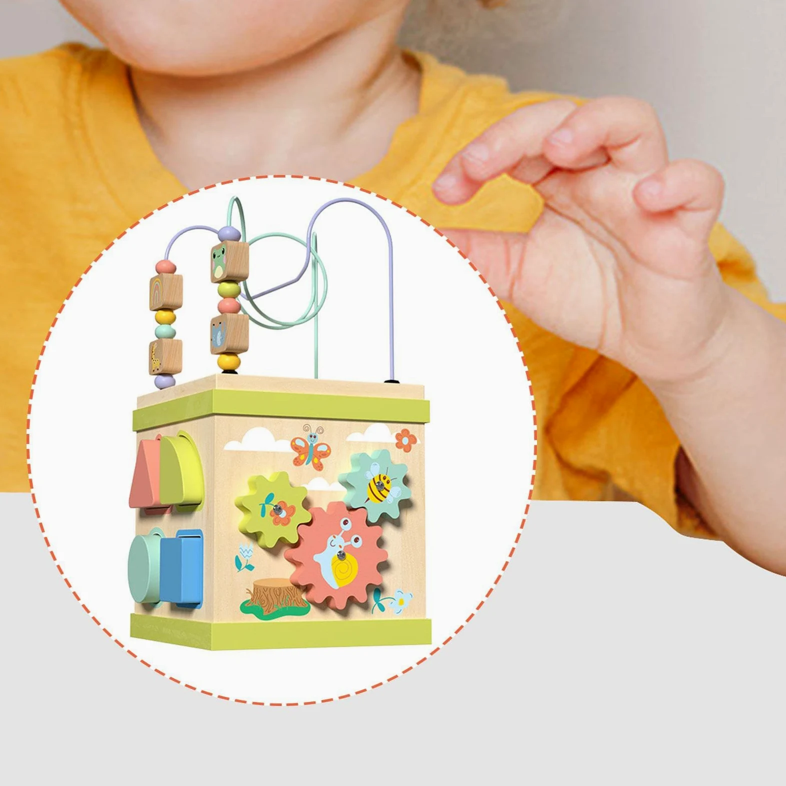 Cubo attività, giocattolo educativo per lo sviluppo personale, abbinamento di forme, riconoscimento di forme.