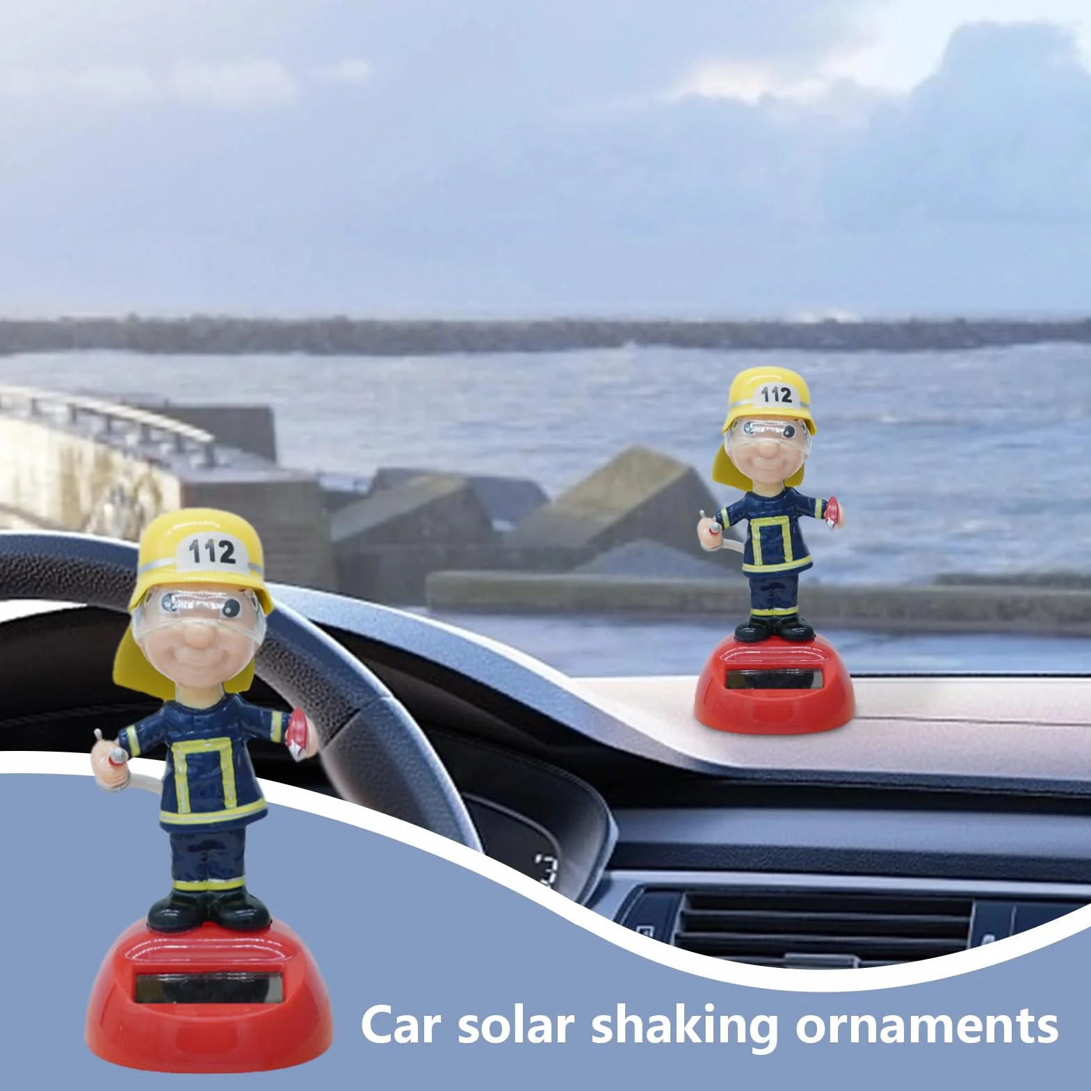 Statuetta del pompiere - Statuetta danzante a energia solare, giocattolo con bolle oscillanti, novità figure da ballo ad energia solare | Per scrivania, davanzale, decorazione cruscotto auto, interno