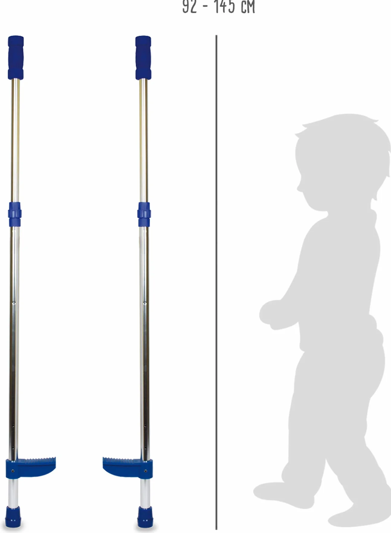 9511 Trampoli con maniglie telescopiche per bambini small foot in robusto alluminio, poggiapiedi regolabili, portata massima fino a 50 kg, dai 4 anni in su