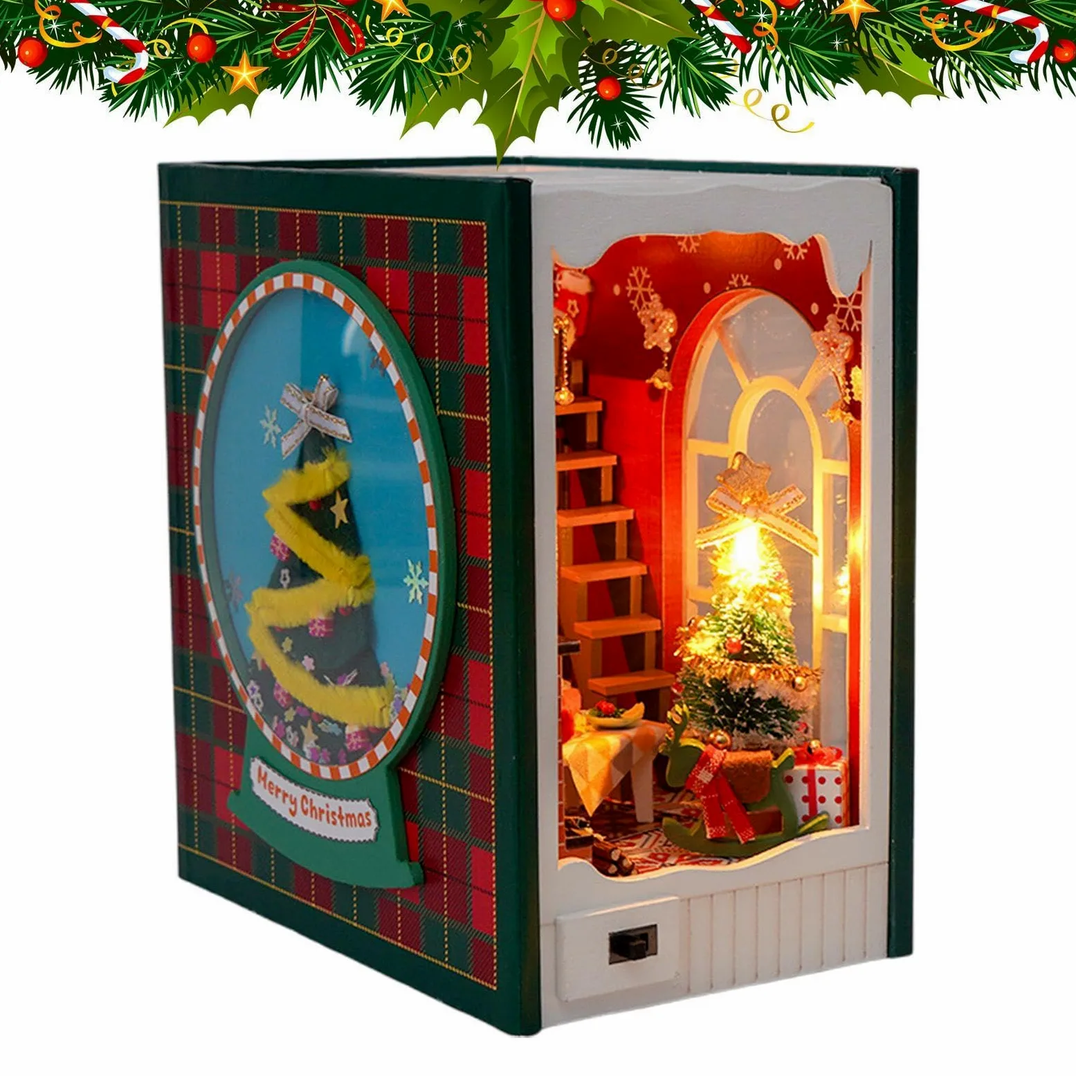 Kit per casa delle bambole in miniatura, decorazione artistica per la casa | Casa di Natale a LED, per compleanno, soggiorno, camera da letto, tavolo, scrivania, cucina, ufficio, bambini