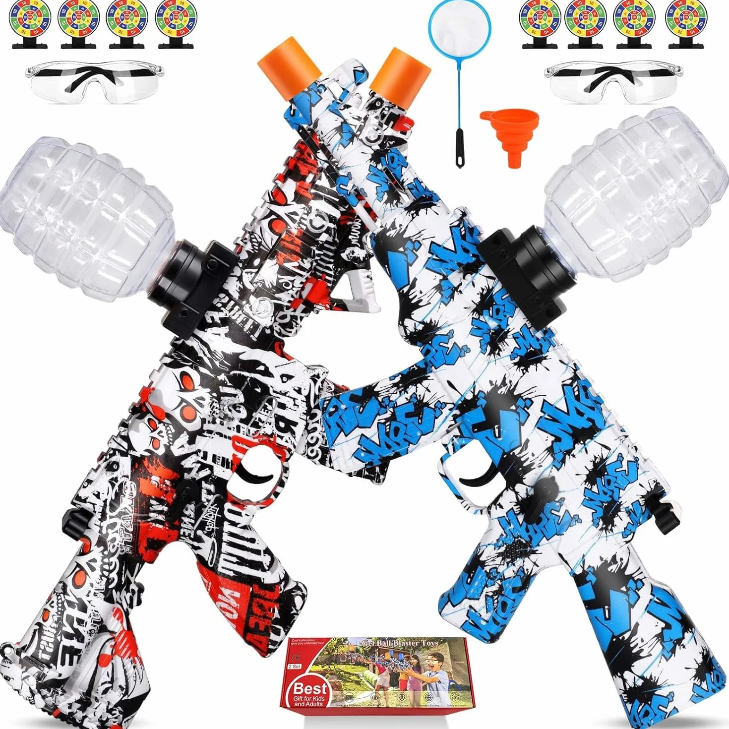 Set di 2 Giocattoli Gel Blaster, Giocattolo Dual Model Gel Splatter per Attività all'Aperto, Gioco di Squadra, Natale, Halloween, Capodanno, Compleanno