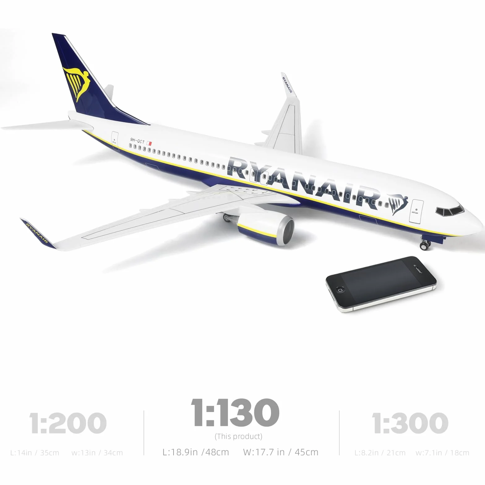 Modello di aereo Ryanair in metallo pressofuso 1/85 737 con cavalletto 45,7 cm decorazione scrivania regalo aviazione