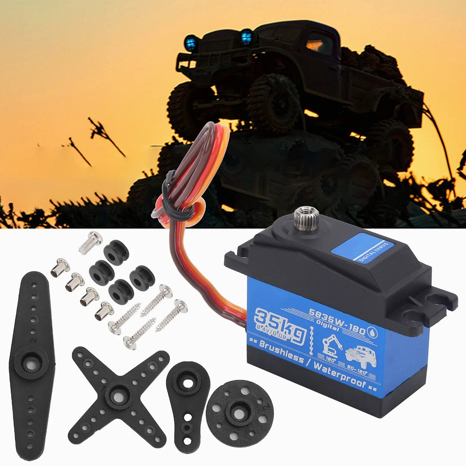Servomotore brushless impermeabile da 35 kg per auto e robot RC in scala 1/8 e 1/10.