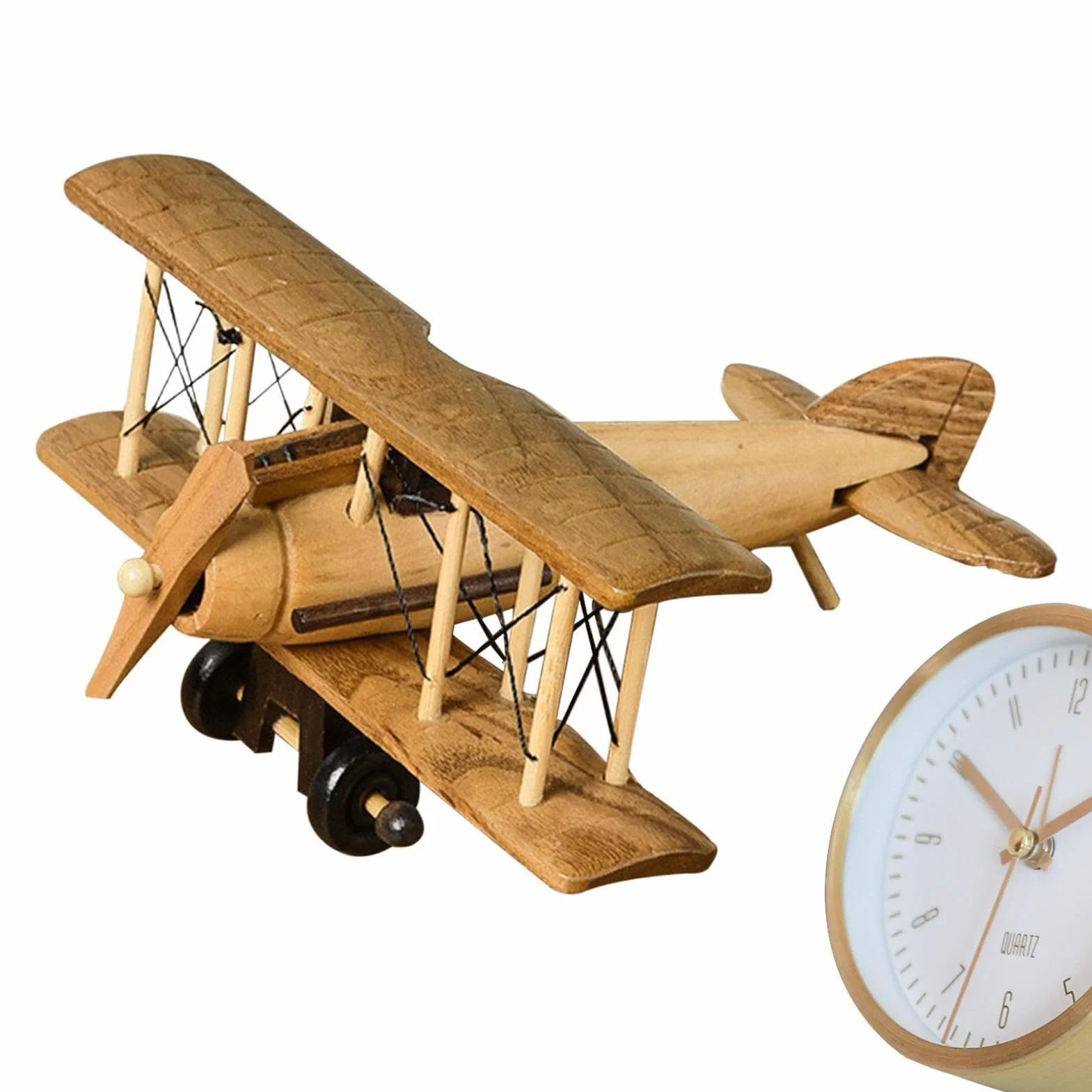 Aeromodello in Legno Teksome, Modello Artigianale di Aereo Vintage da Tavolo, Regalo di Compleanno per Bambini