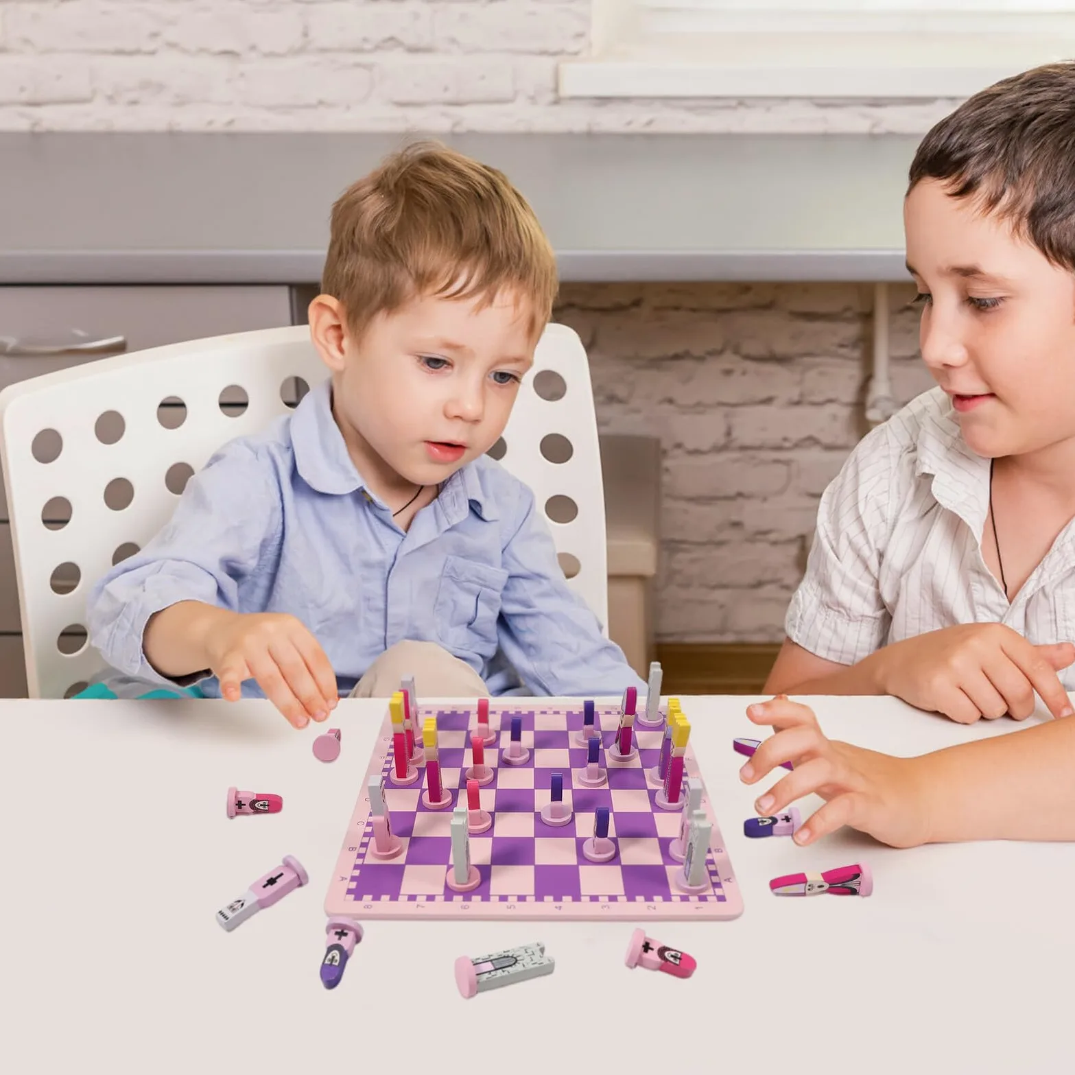 Alasum Set di Scacchi da Viaggio in Legno Porpora con Scacchiera Pieghevole, Giocattolo Educativo per Bambini e Adulti, Lavorazione Fine senza Sbavature, Design Unico
