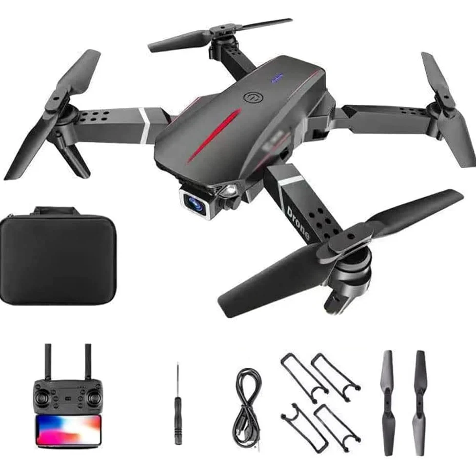 GUYANA Drone FPV Pieghevole con Doppia Fotocamera WiFi HD 8K per Principianti e Bambini Adulti; Quadcopter RC 8000 Metri di Distanza del Telecomando, Posizionamento del Flusso Ottico