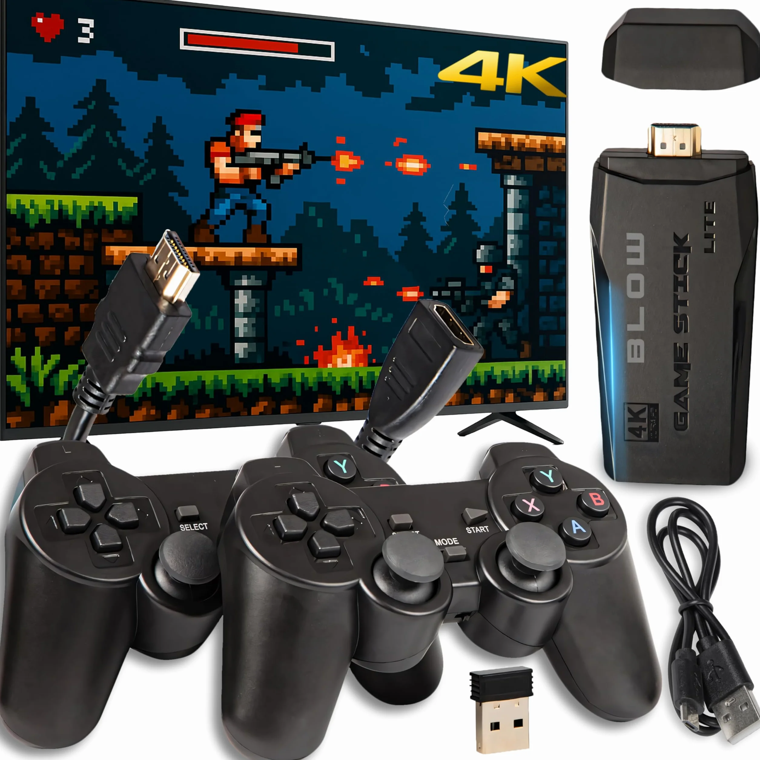 Retoo Console di gioco retrò con 20000 giochi – HDMI plug & play per TV – 2 controller wireless con adattatore, scheda di memoria da 64GB, mini console per bambini e adulti, portatile