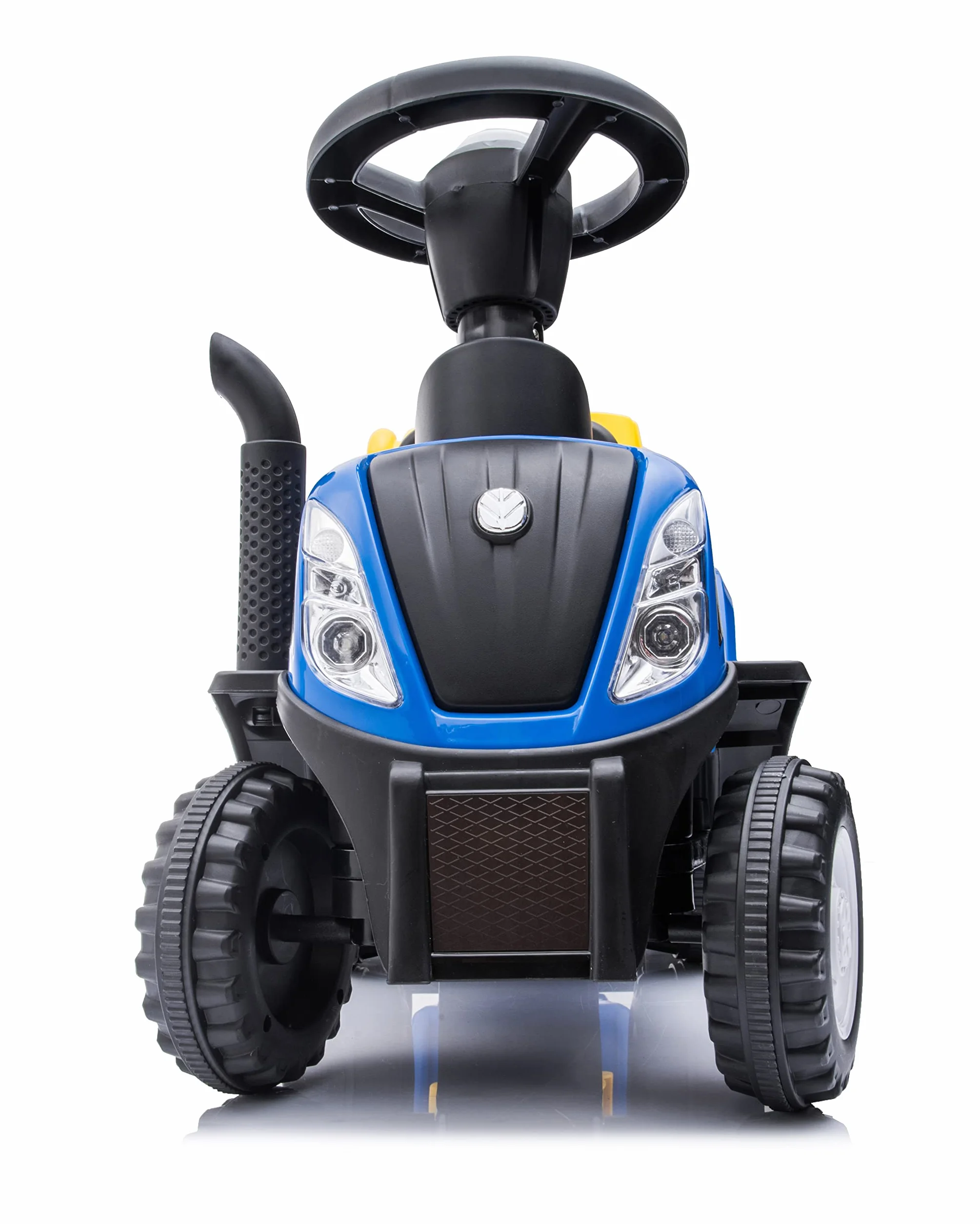 Sun Baby New Holland Macchinina Cavalcabile per Bambini 12 Mesi con Pala e Rastrello, Clacson, Suono Motore (Blu)