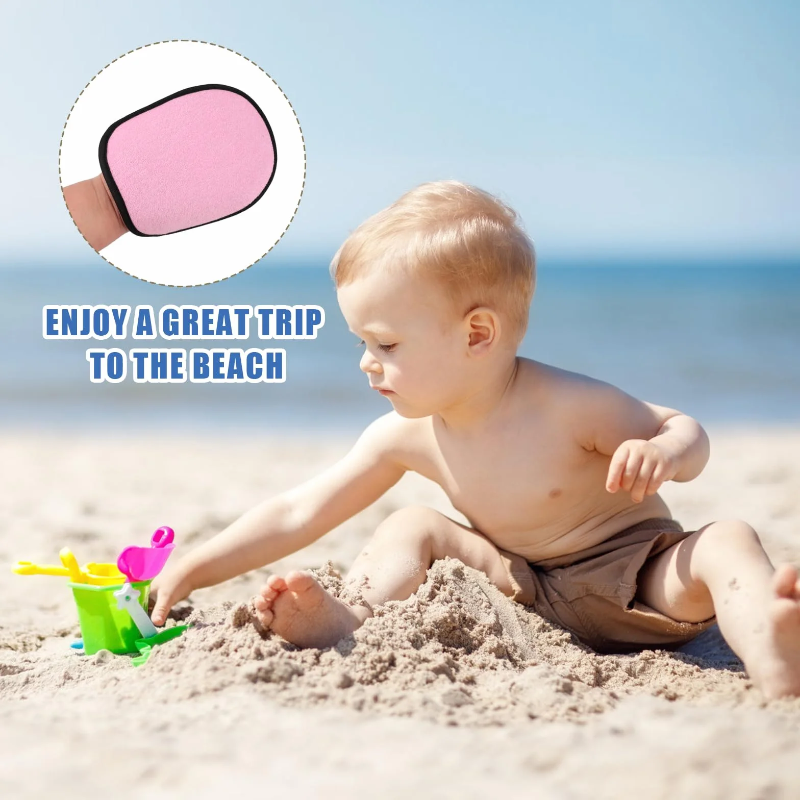 2pz Guanto per Sabbia, Guanto per Rimuovere la Sabbia Togli Mare Traspirante Sand Wipe off Mitt Pulisce la Pelle dei Bambini per Beach Volley Attività Acquatiche Ricreazione Sull'Oceano