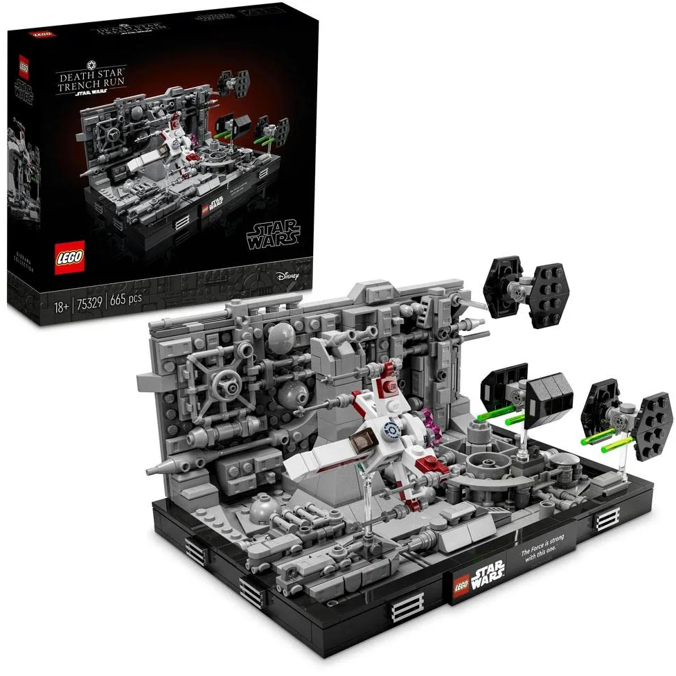 LEGO Star Wars Diorama Volo sulla Trincea della Morte Nera, Kit Modellismo per Adulti a Tema Guerre Stellari, Idea Regalo da Arredo per Uomo o Donna con Caccia TIE Advanced di Darth Vader 75329
