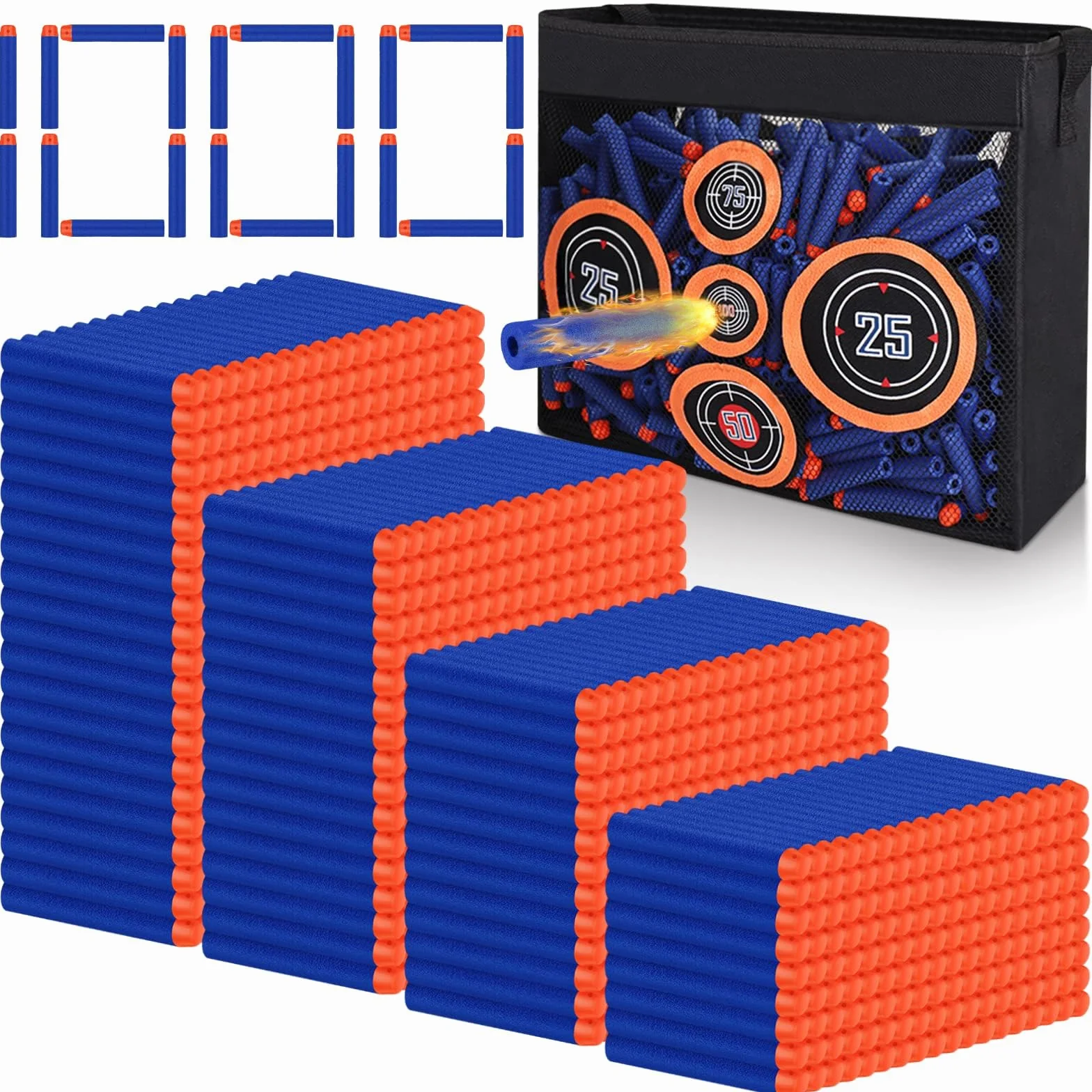 Mlikero 1000 Schiuma Dardi Proiettili, 7.2cm Munizioni Proiettili di Ricarica da per Pistola Giocattolo, Accessori Dardi Compatibile con Il Giocattolo Blaster Battle Party Favori