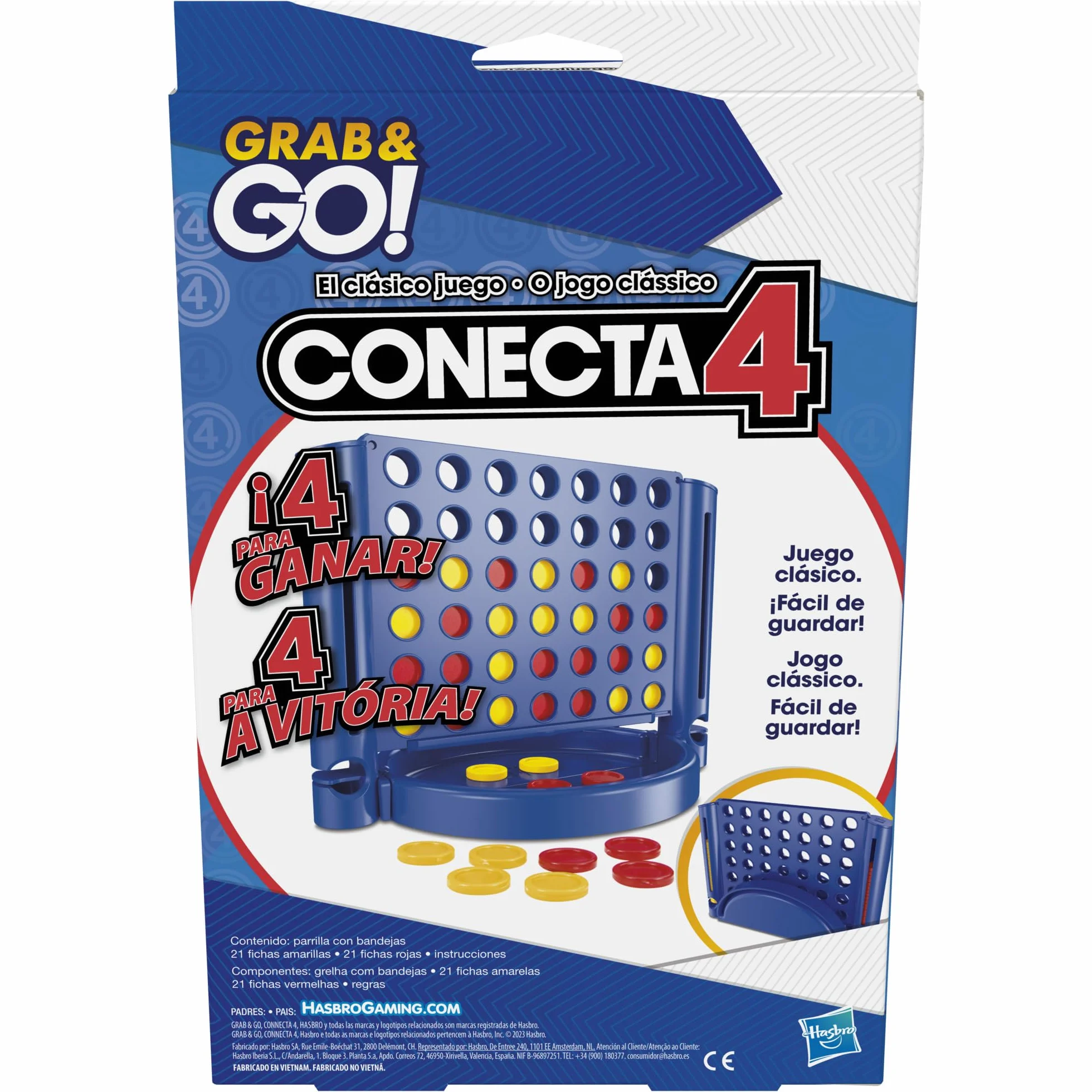 Hasbro Gaming Connetti 4 Grab and Go - Gioco portatile per 2 giocatori - Gioco classico per bambini per viaggi, giochi in famiglia e con gli amici,